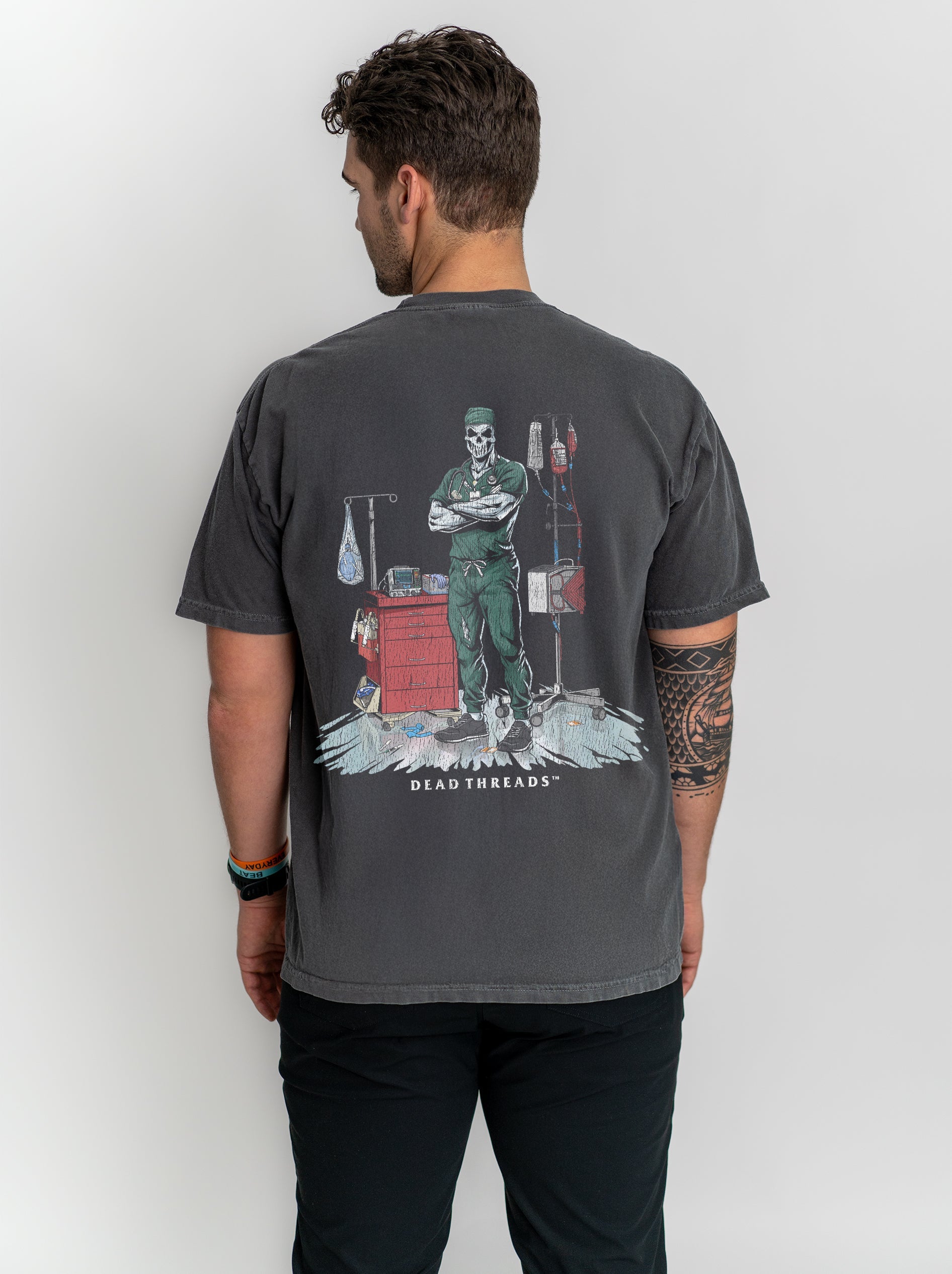 DEADSIDE NURSE (MALE) - GREEN SCRUBS “DT ESSENTIAL" PREMIUM T - SHIRT – T-Shirt – Dead Threads Apparel
