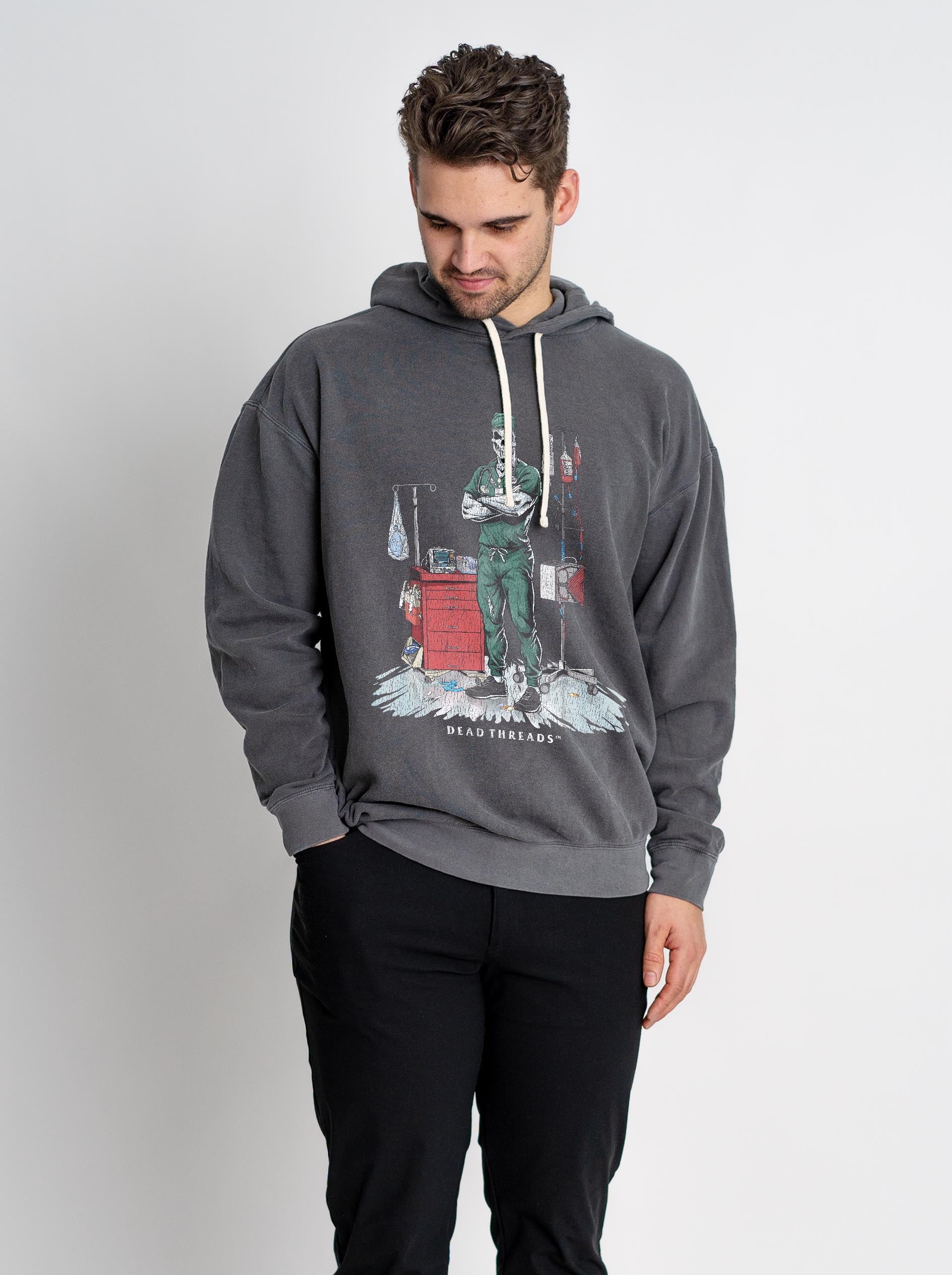 DEADSIDE NURSE (MALE) - GREEN SCRUBS LIGHTWEIGHT HOODIE – Lightweight – Dead Threads Apparel