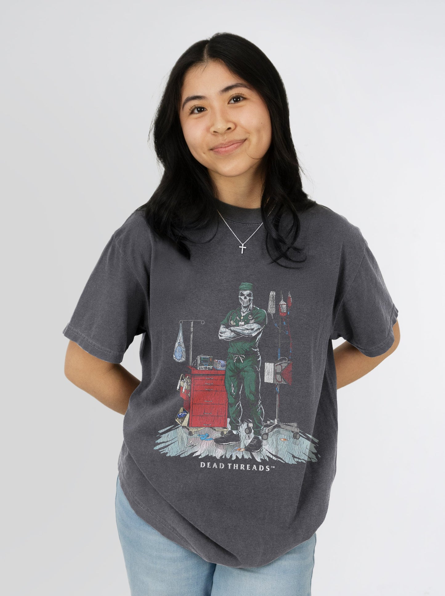 DEADSIDE NURSE (MALE) - GREEN SCRUBS – T-Shirt – Dead Threads Apparel