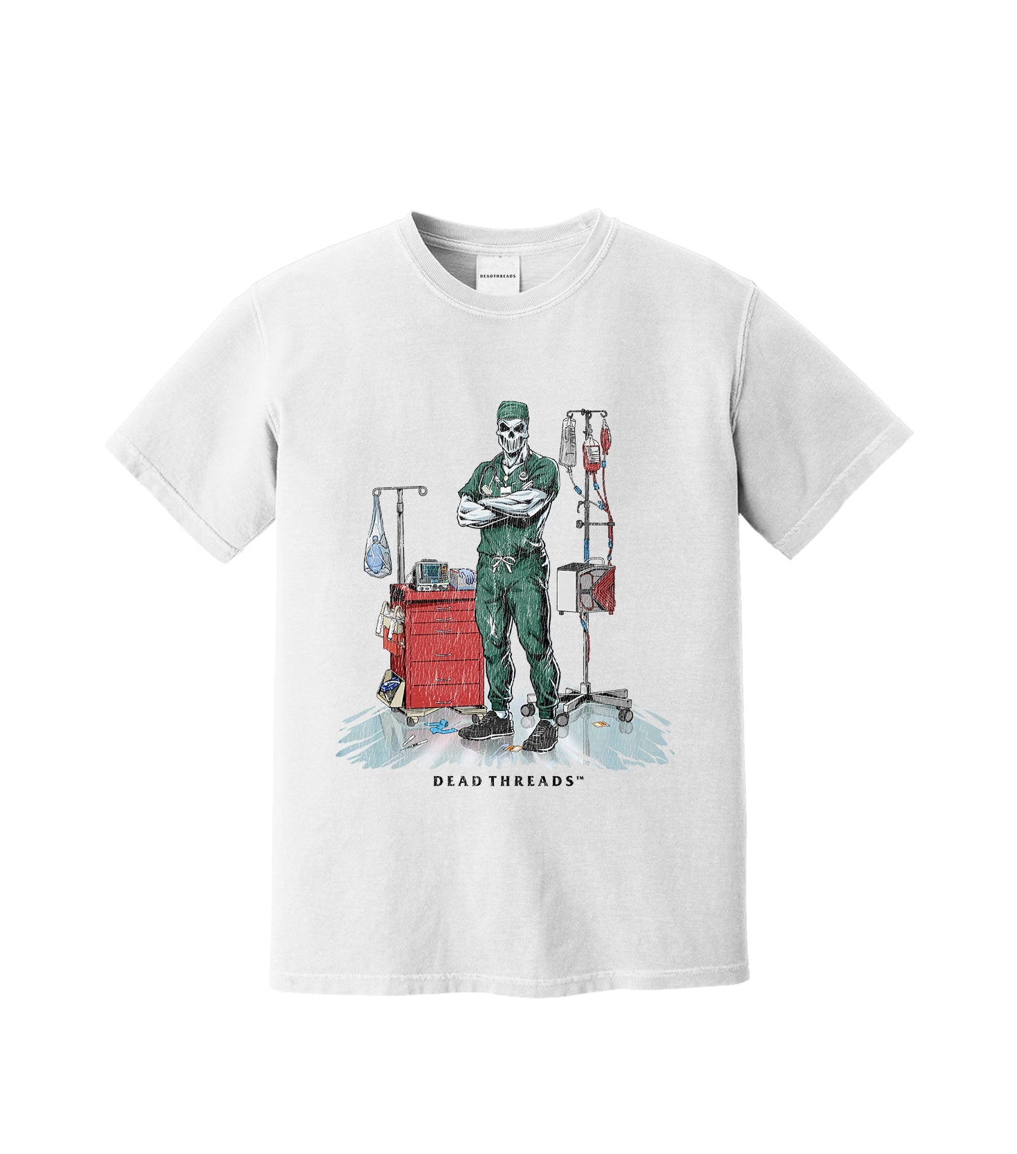 DEADSIDE NURSE (MALE) - GREEN SCRUBS – T-Shirt – Dead Threads Apparel