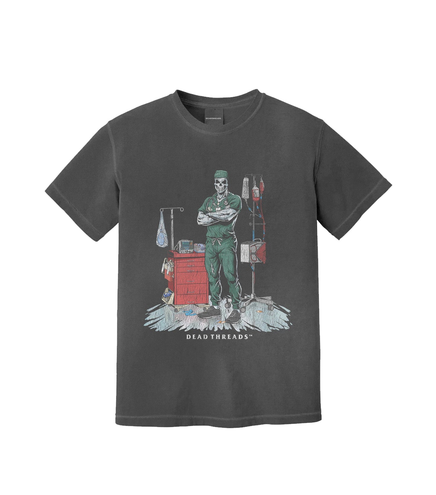 DEADSIDE NURSE (MALE) - GREEN SCRUBS – T-Shirt – Dead Threads Apparel