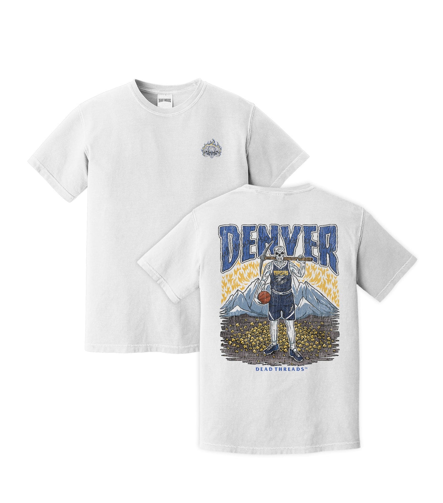 DENVER BASKETBALL - “3 SKULL” PREMIUM T - SHIRT – T-Shirt – Dead Threads Apparel