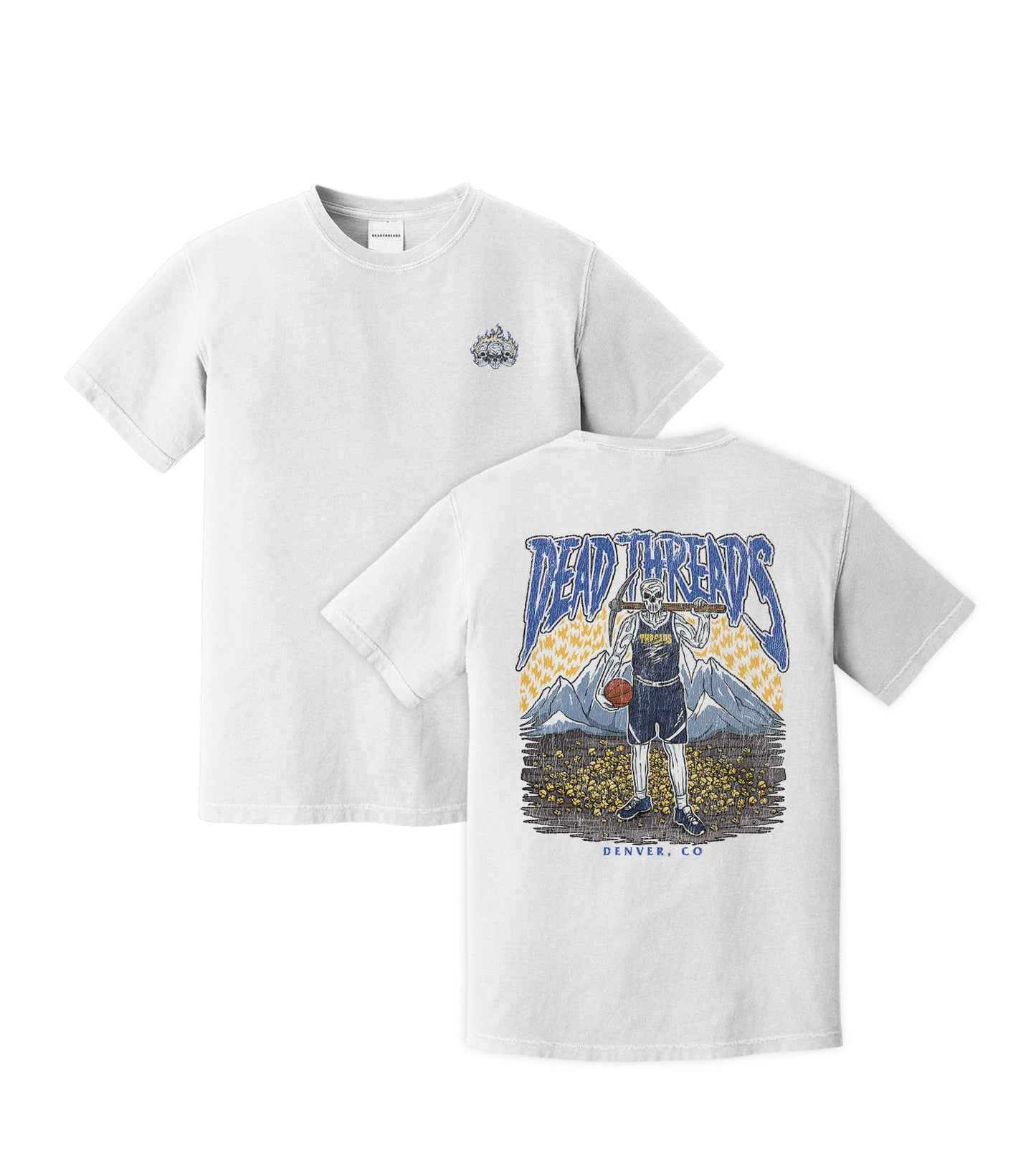 DENVER BASKETBALL - “3 SKULL” PREMIUM T-SHIRT – T-Shirt – Dead Threads Apparel