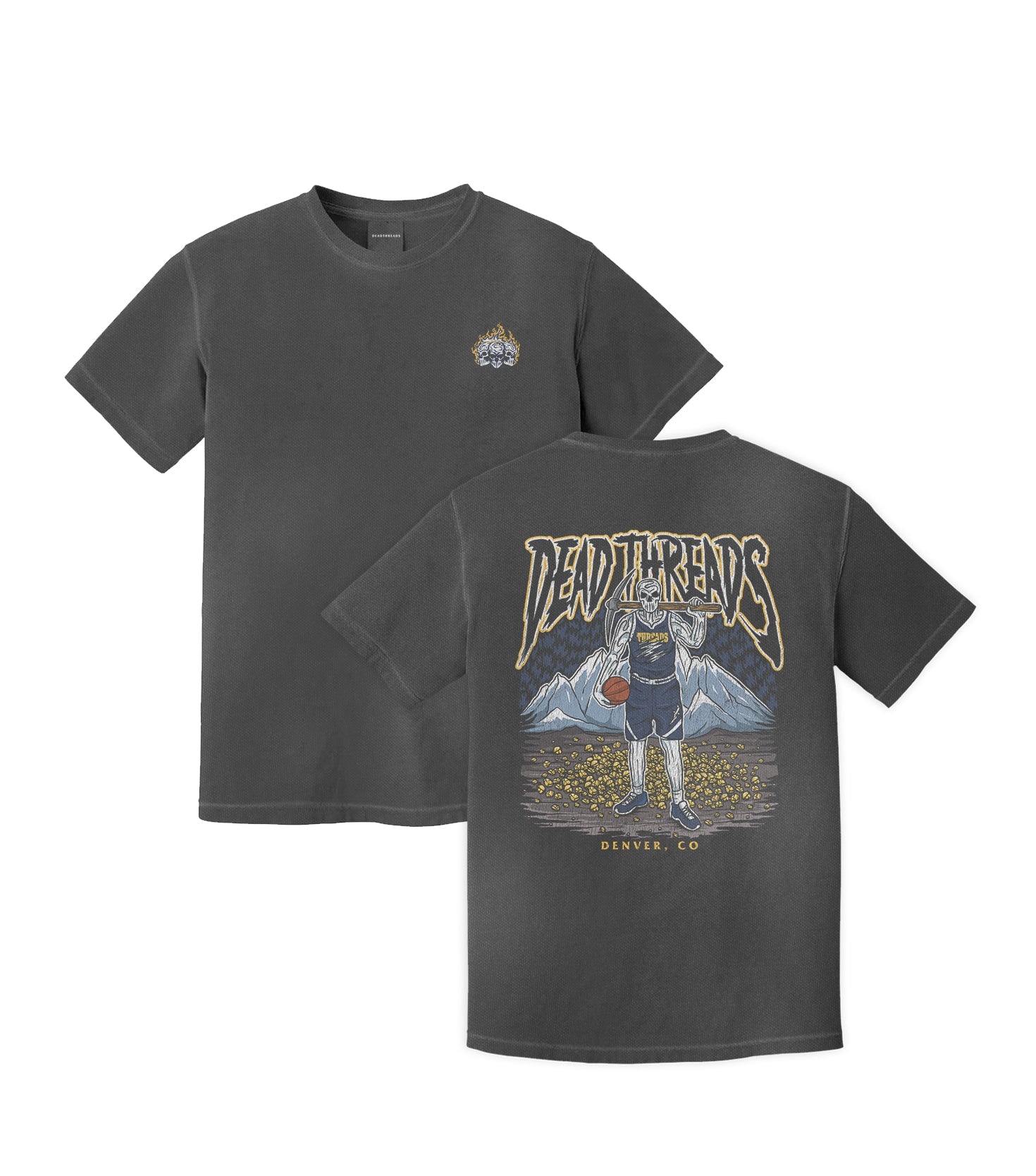 DENVER BASKETBALL - “3 SKULL” PREMIUM T-SHIRT – T-Shirt – Dead Threads Apparel