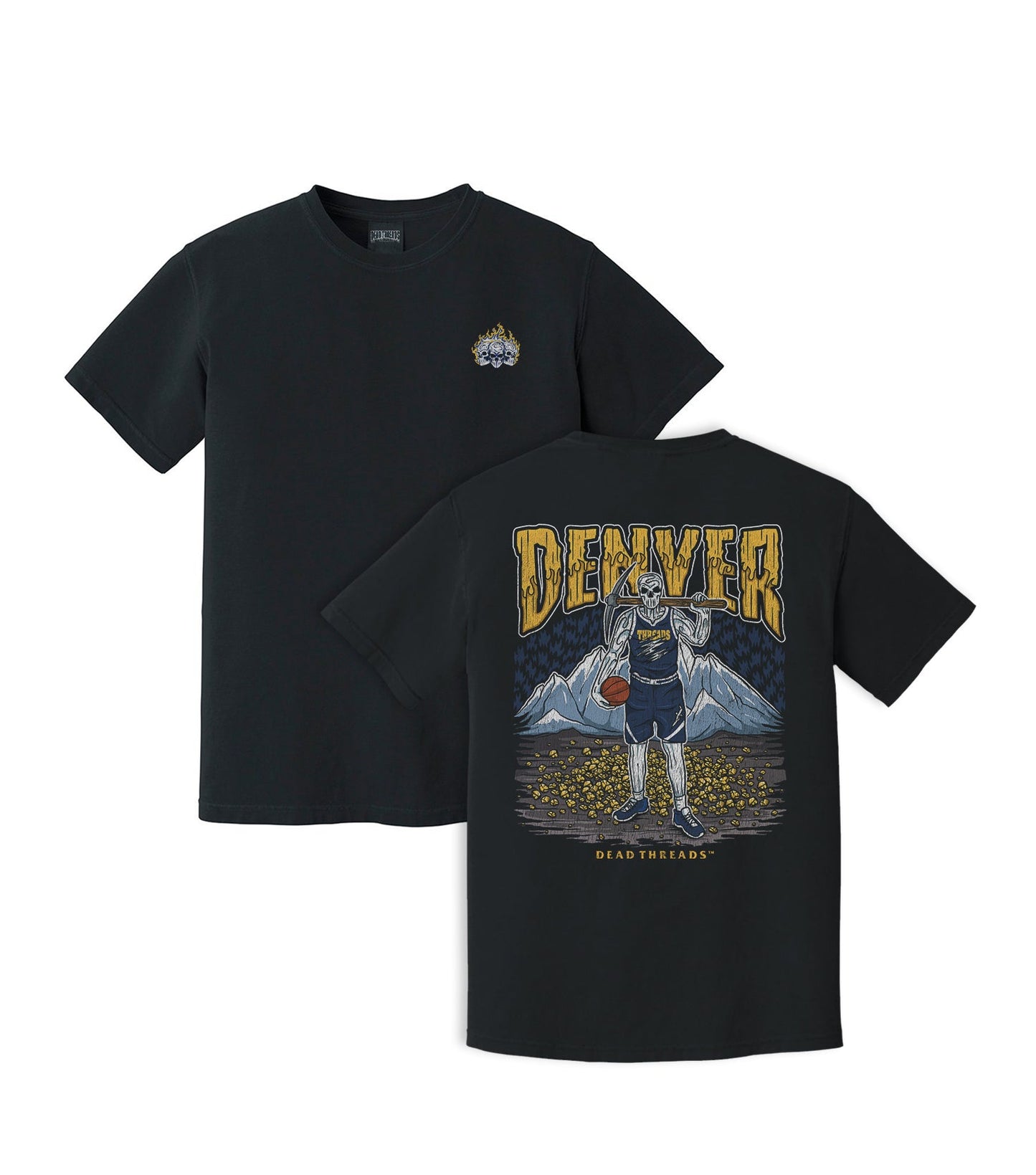 DENVER BASKETBALL - “3 SKULL” PREMIUM T - SHIRT – T-Shirt – Dead Threads Apparel