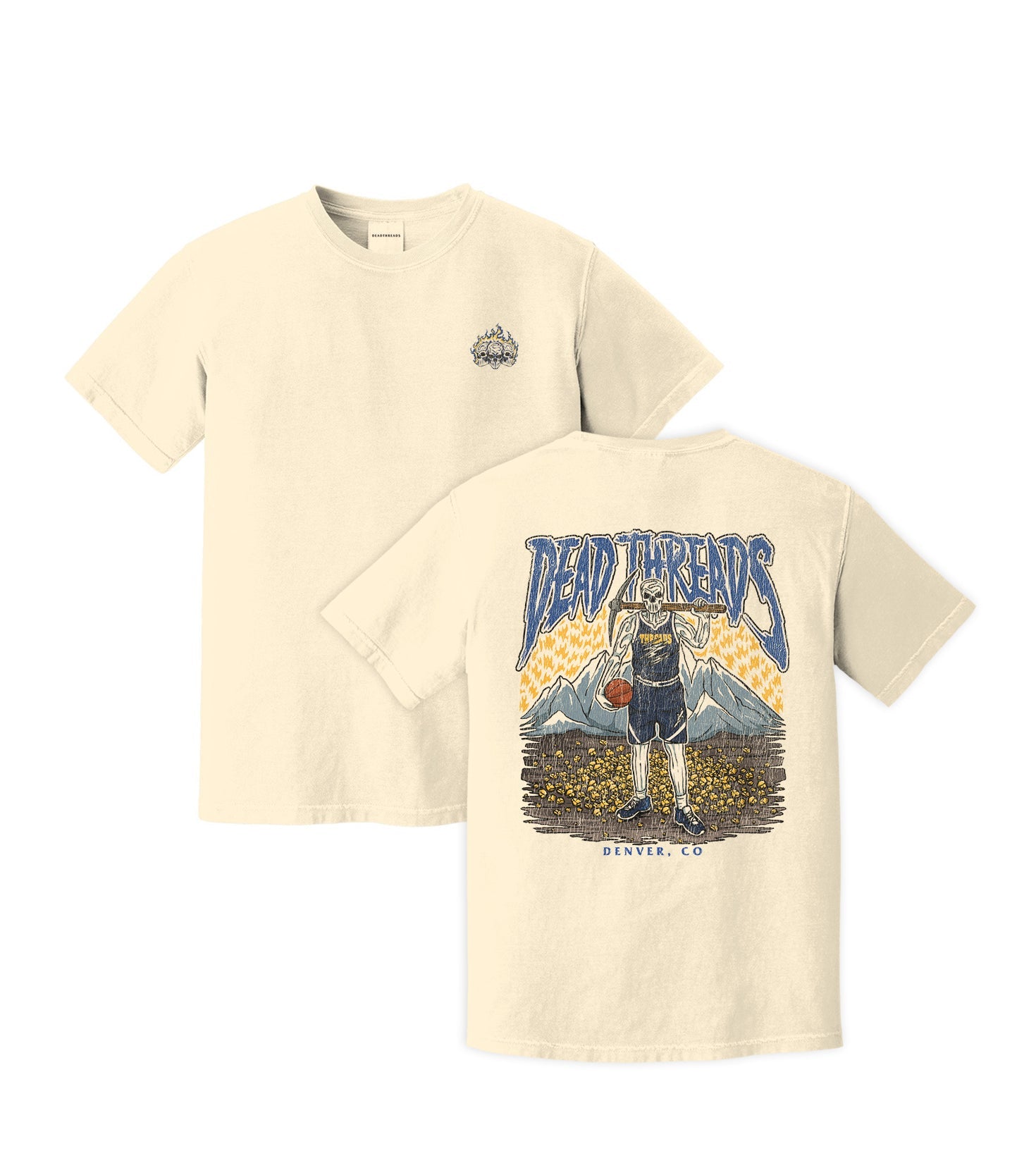 DENVER BASKETBALL - “3 SKULL” PREMIUM T-SHIRT – T-Shirt – Dead Threads Apparel