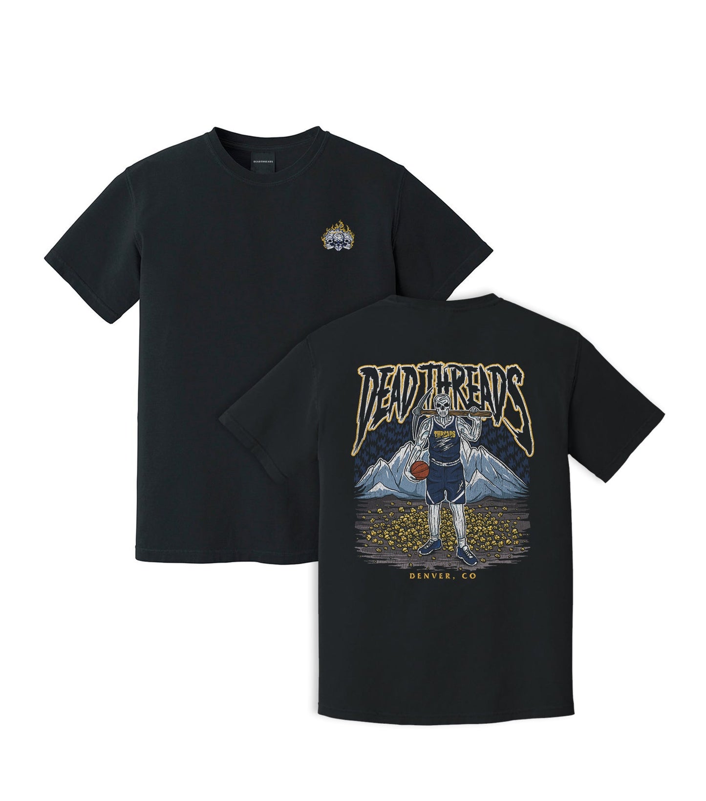 DENVER BASKETBALL - “3 SKULL” PREMIUM T-SHIRT – T-Shirt – Dead Threads Apparel