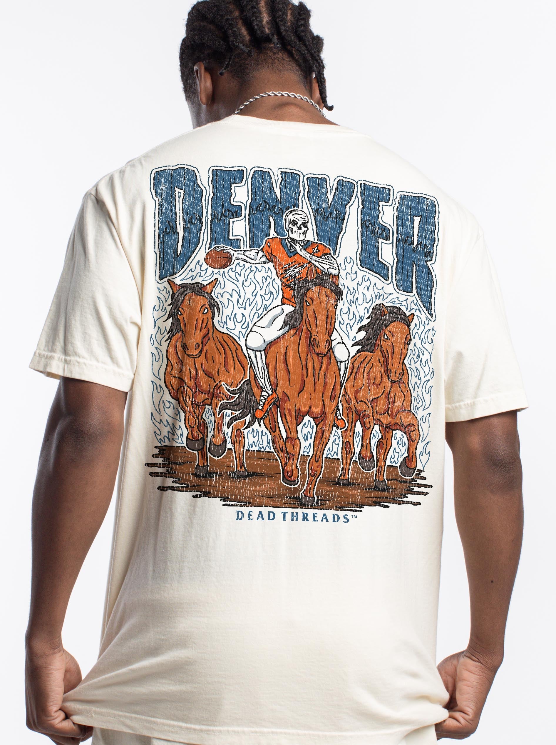 DENVER FOOTBALL - “3 SKULL” PREMIUM T - SHIRT – T-Shirt – Dead Threads Apparel