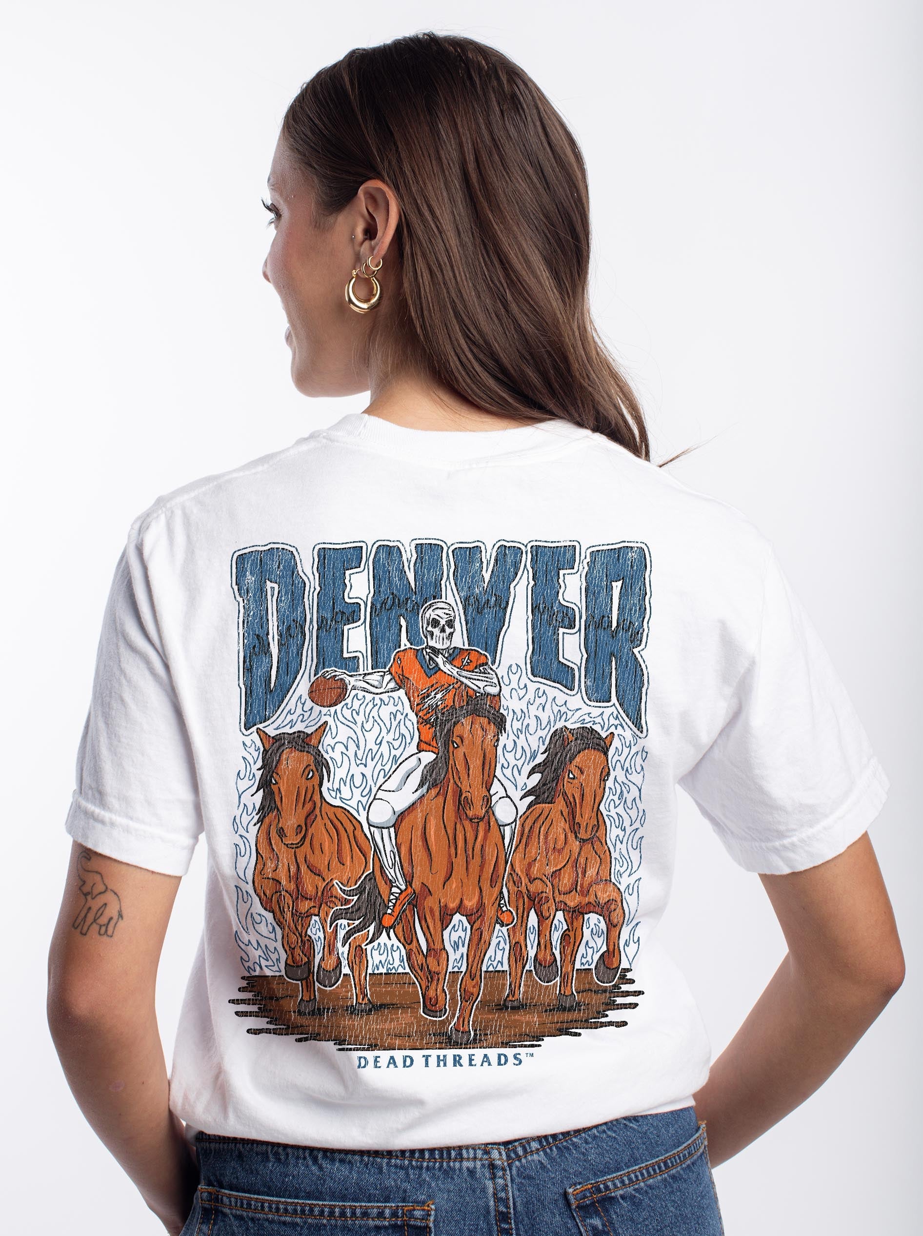 DENVER FOOTBALL - “3 SKULL” PREMIUM T - SHIRT – T-Shirt – Dead Threads Apparel