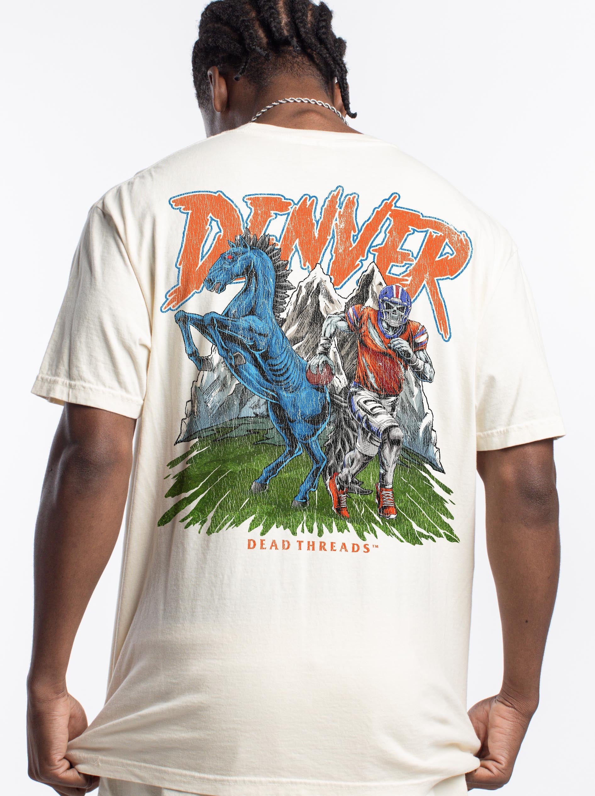 DENVER FOOTBALL v2 - “3 SKULL” PREMIUM T - SHIRT – T-Shirt – Dead Threads Apparel