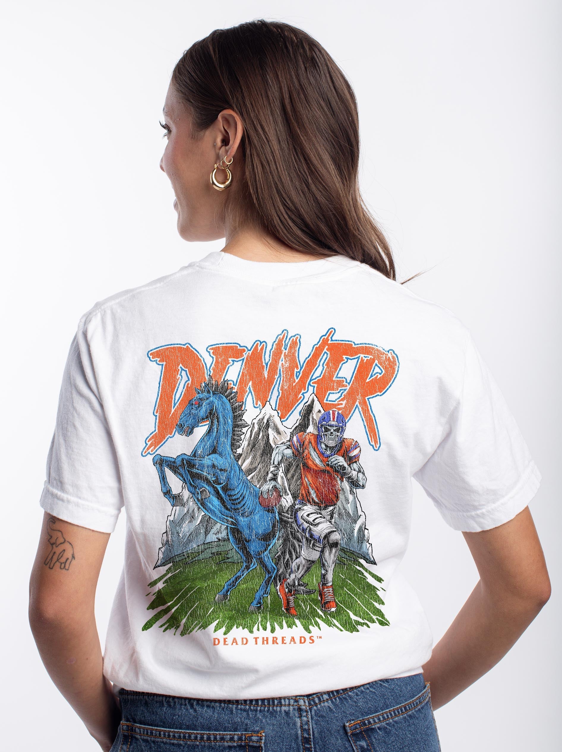 DENVER FOOTBALL v2 - “3 SKULL” PREMIUM T - SHIRT – T-Shirt – Dead Threads Apparel