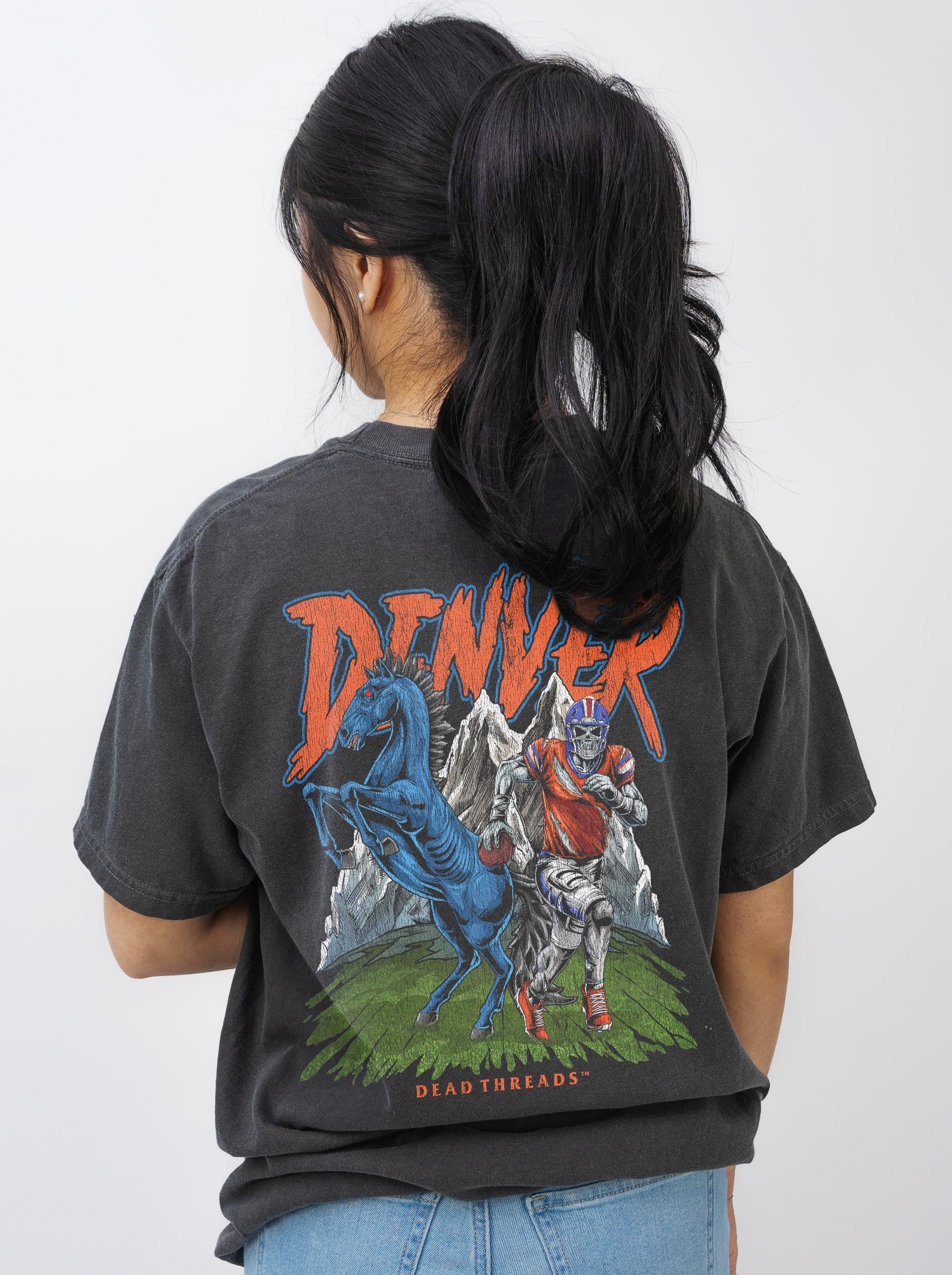 DENVER FOOTBALL v2 - “3 SKULL” PREMIUM T - SHIRT – T-Shirt – Dead Threads Apparel