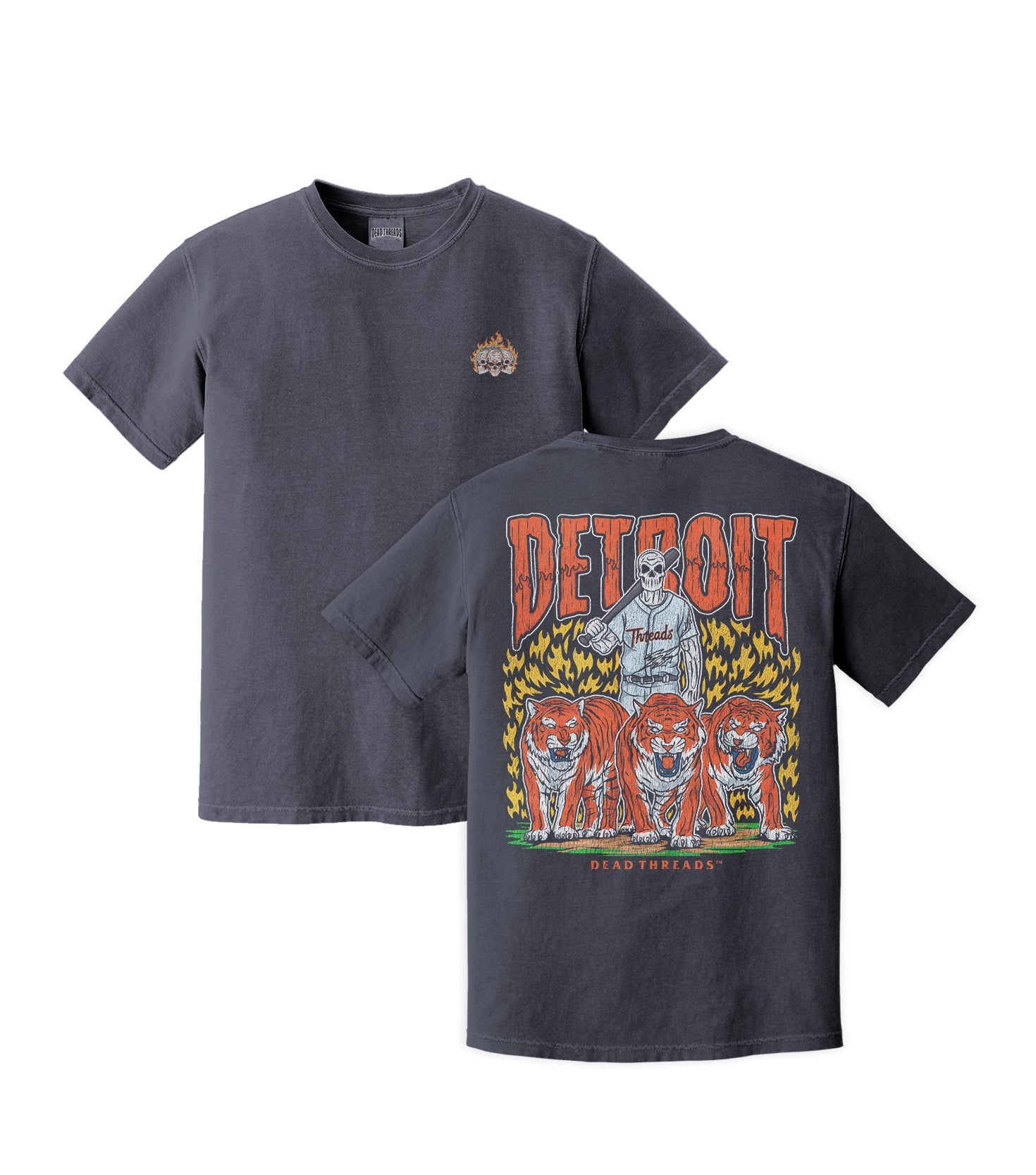 DETROIT BASEBALL - "3 SKULL" PREMIUM T - SHIRT – T-Shirt – Dead Threads Apparel