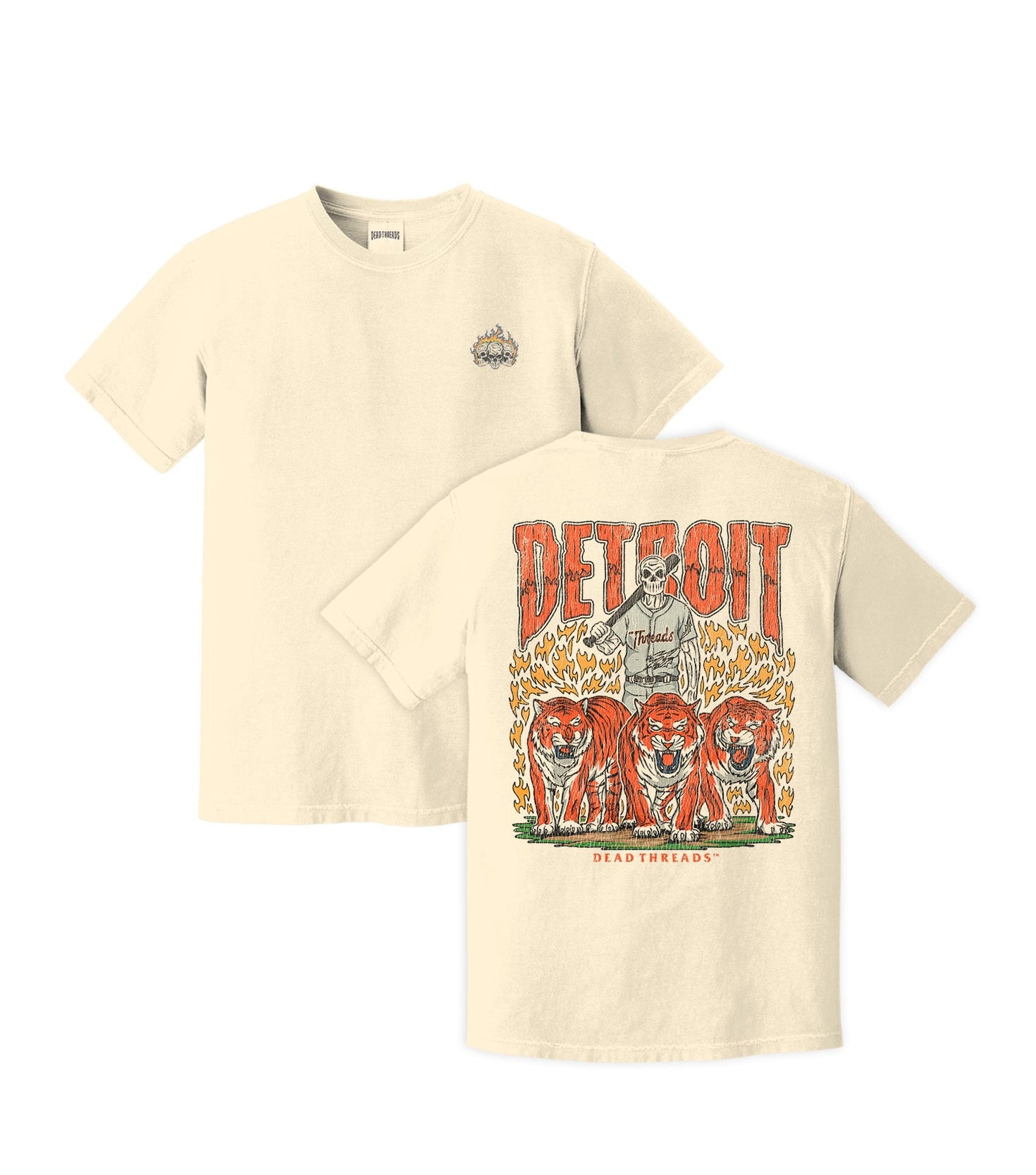 DETROIT BASEBALL - "3 SKULL" PREMIUM T - SHIRT – T-Shirt – Dead Threads Apparel