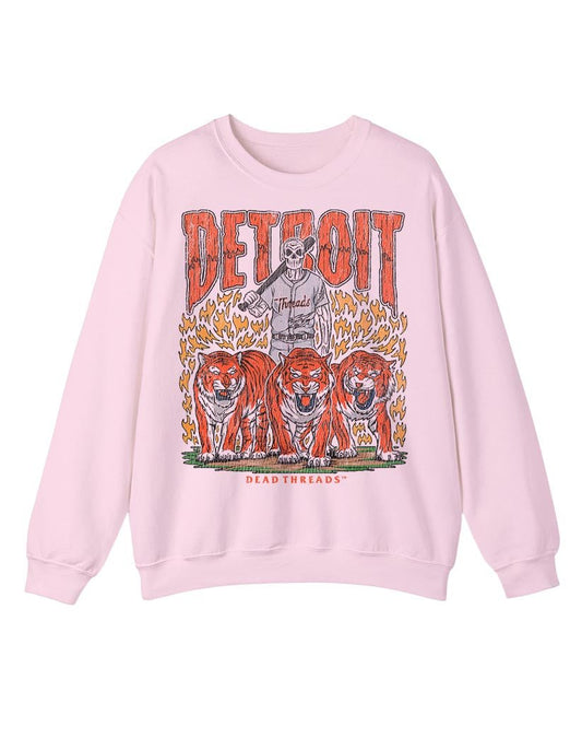 DETROIT BASEBALL CREWNECK SWEATSHIRT - PINK – Sweatshirt – Dead Threads Apparel