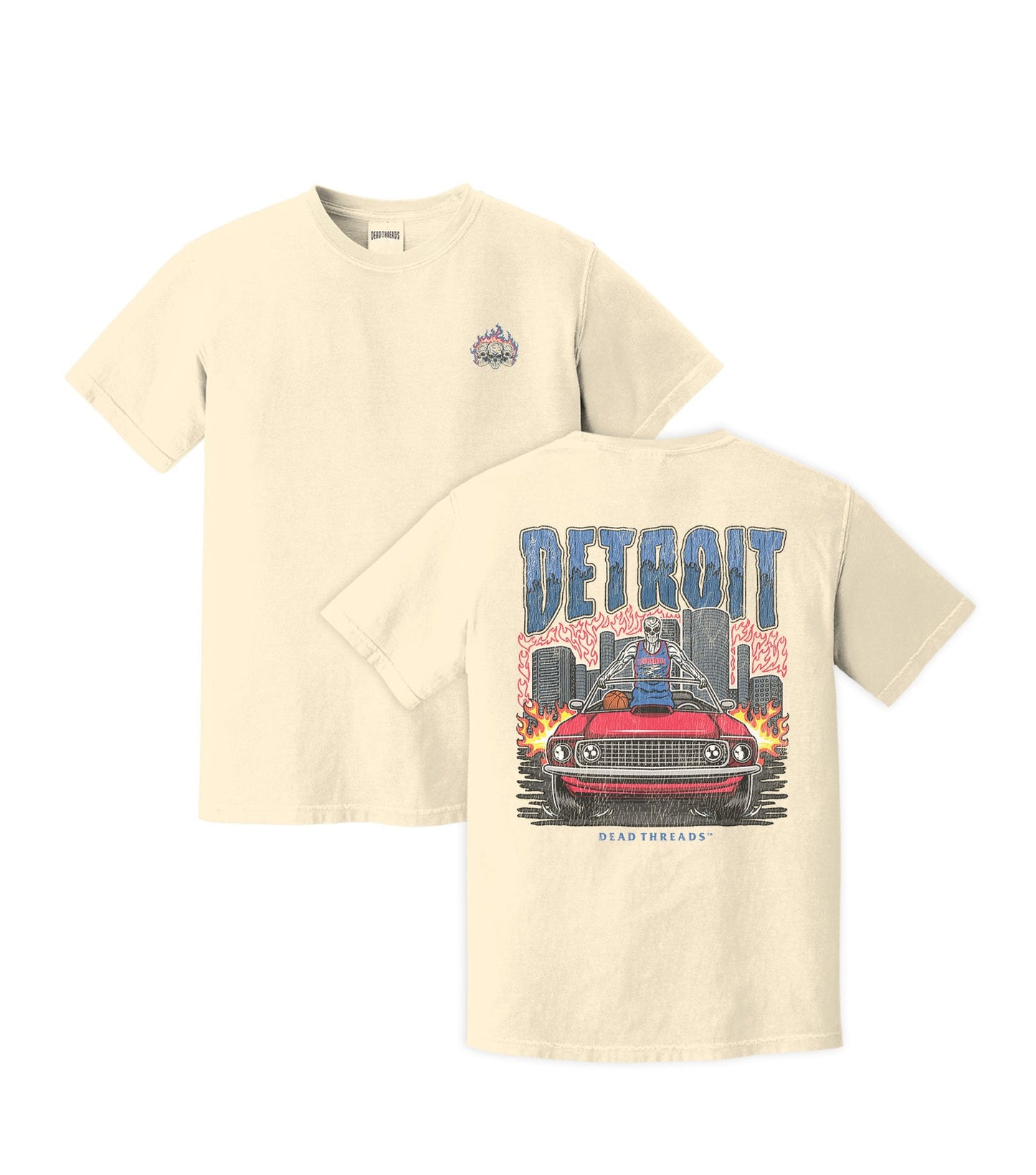 DETROIT BASKETBALL - “3 SKULL” PREMIUM T - SHIRT – T-Shirt – Dead Threads Apparel