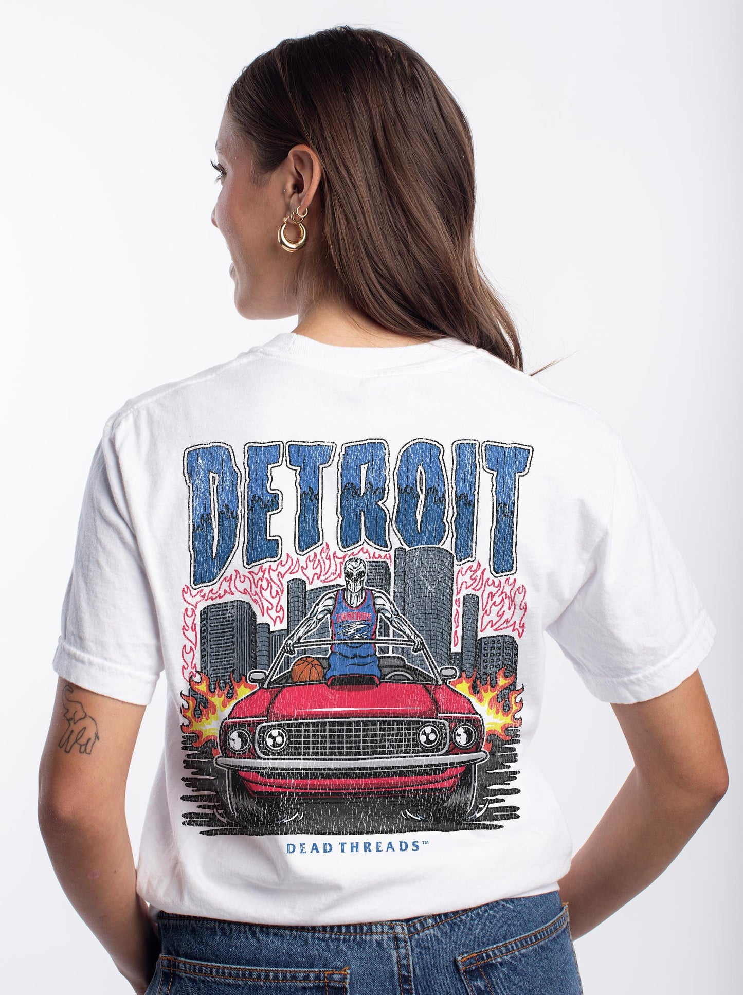 DETROIT BASKETBALL - “3 SKULL” PREMIUM T - SHIRT – T-Shirt – Dead Threads Apparel