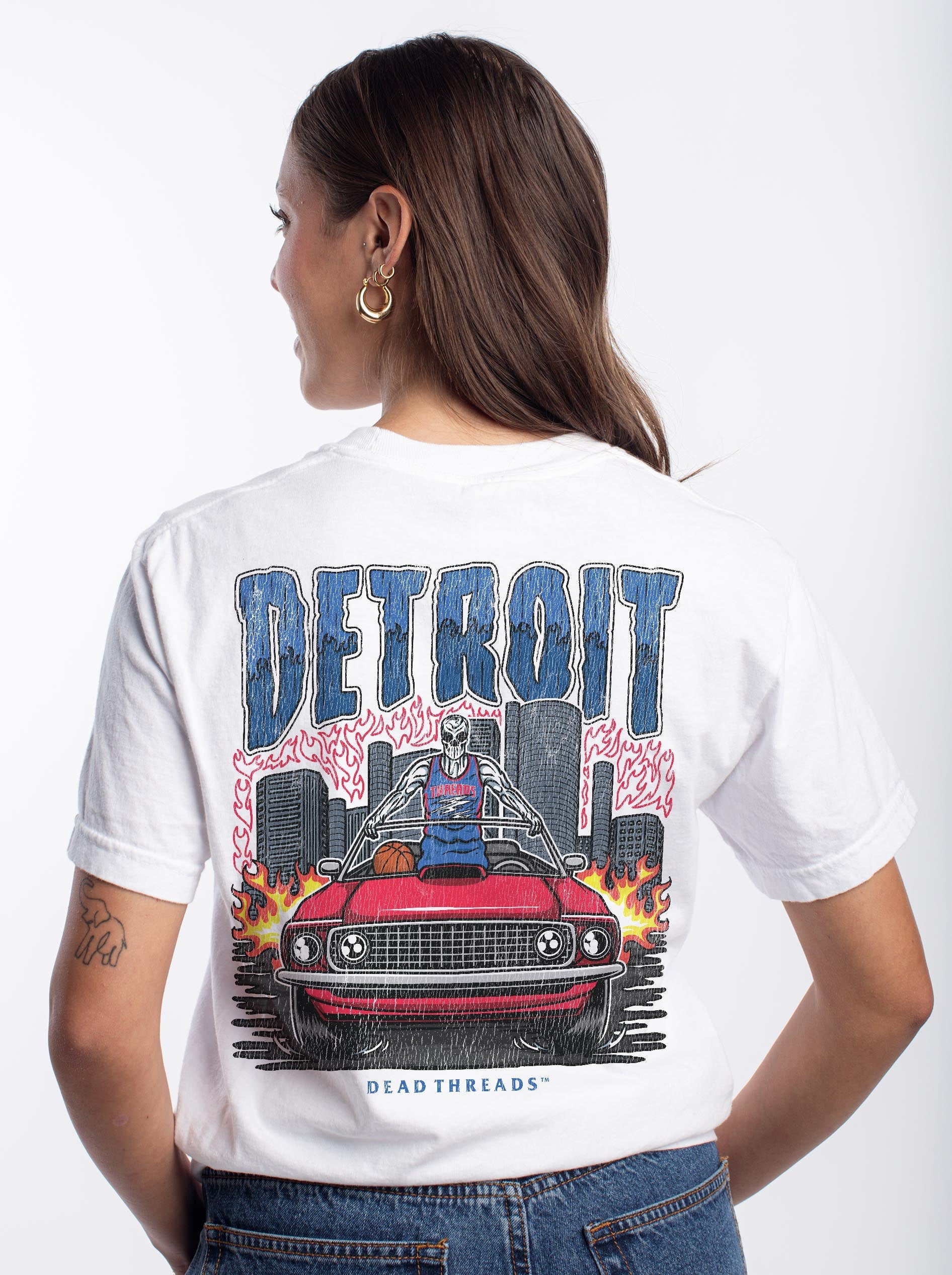 DETROIT BASKETBALL - “3 SKULL” PREMIUM T - SHIRT – T-Shirt – Dead Threads Apparel