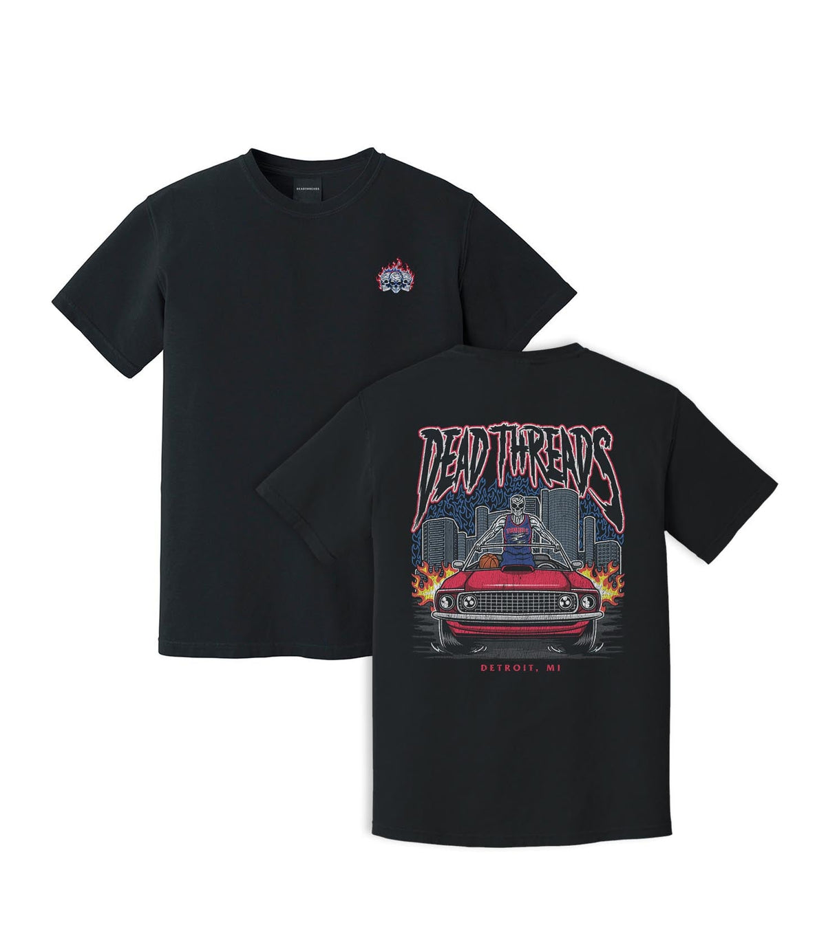 DETROIT BASKETBALL v1 - “3 SKULL” PREMIUM T-SHIRT – T-Shirt – Dead Threads Apparel