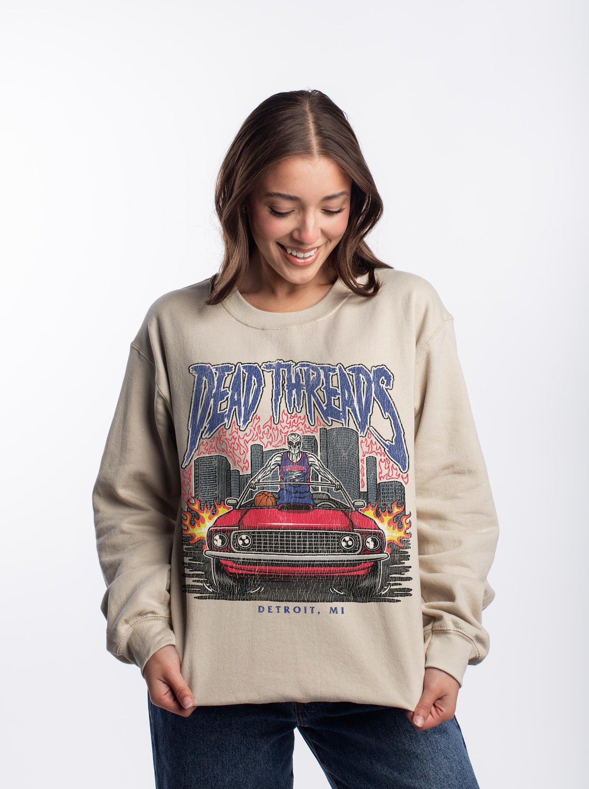 DETROIT BASKETBALL v1 - CREWNECK SWEATSHIRT – Sweatshirt – Dead Threads Apparel