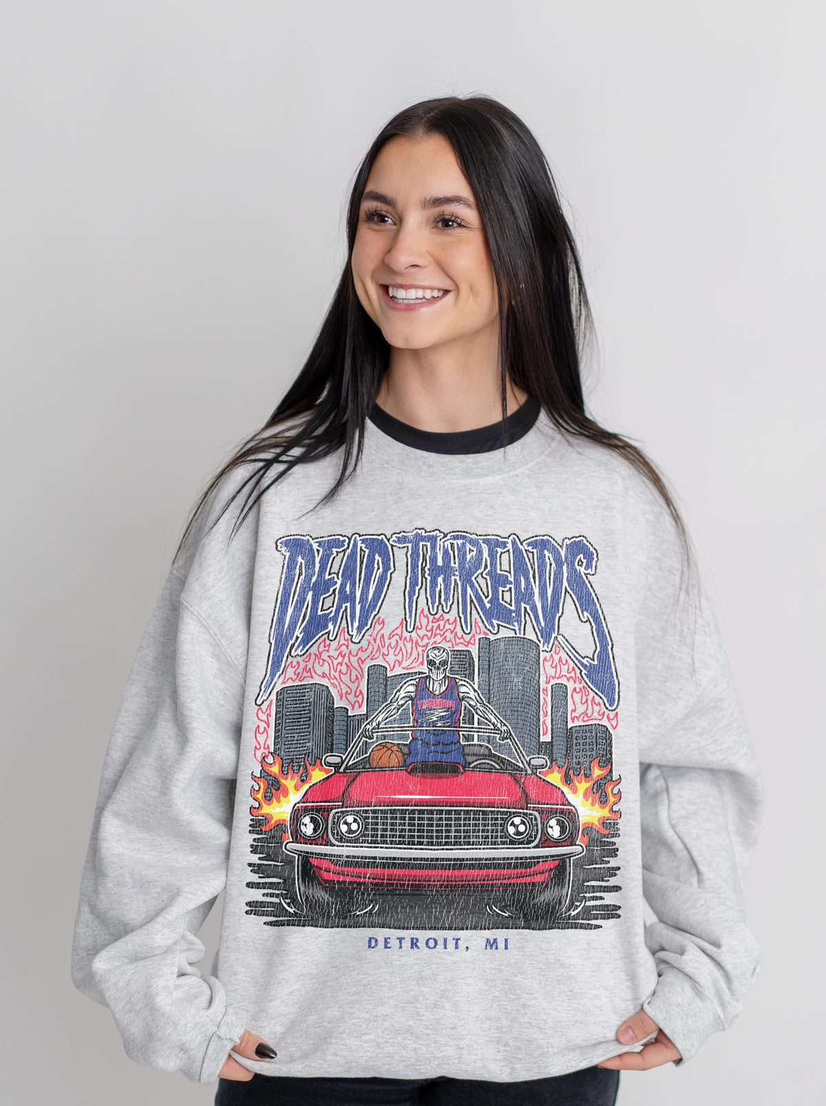 DETROIT BASKETBALL v1 - CREWNECK SWEATSHIRT – Sweatshirt – Dead Threads Apparel