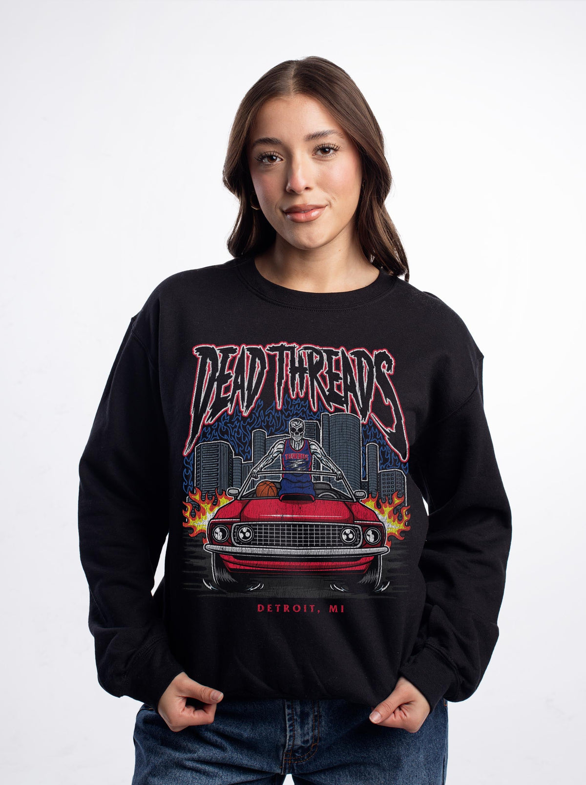 DETROIT BASKETBALL v1 - CREWNECK SWEATSHIRT – Sweatshirt – Dead Threads Apparel