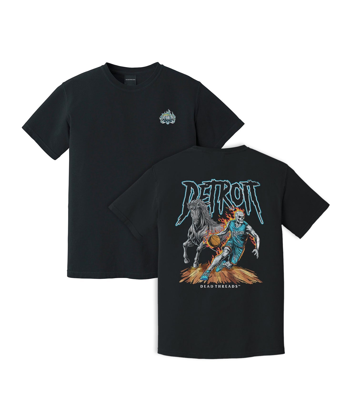 DETROIT BASKETBALL v2 - “3 SKULL” PREMIUM T - SHIRT – T-Shirt – Dead Threads Apparel