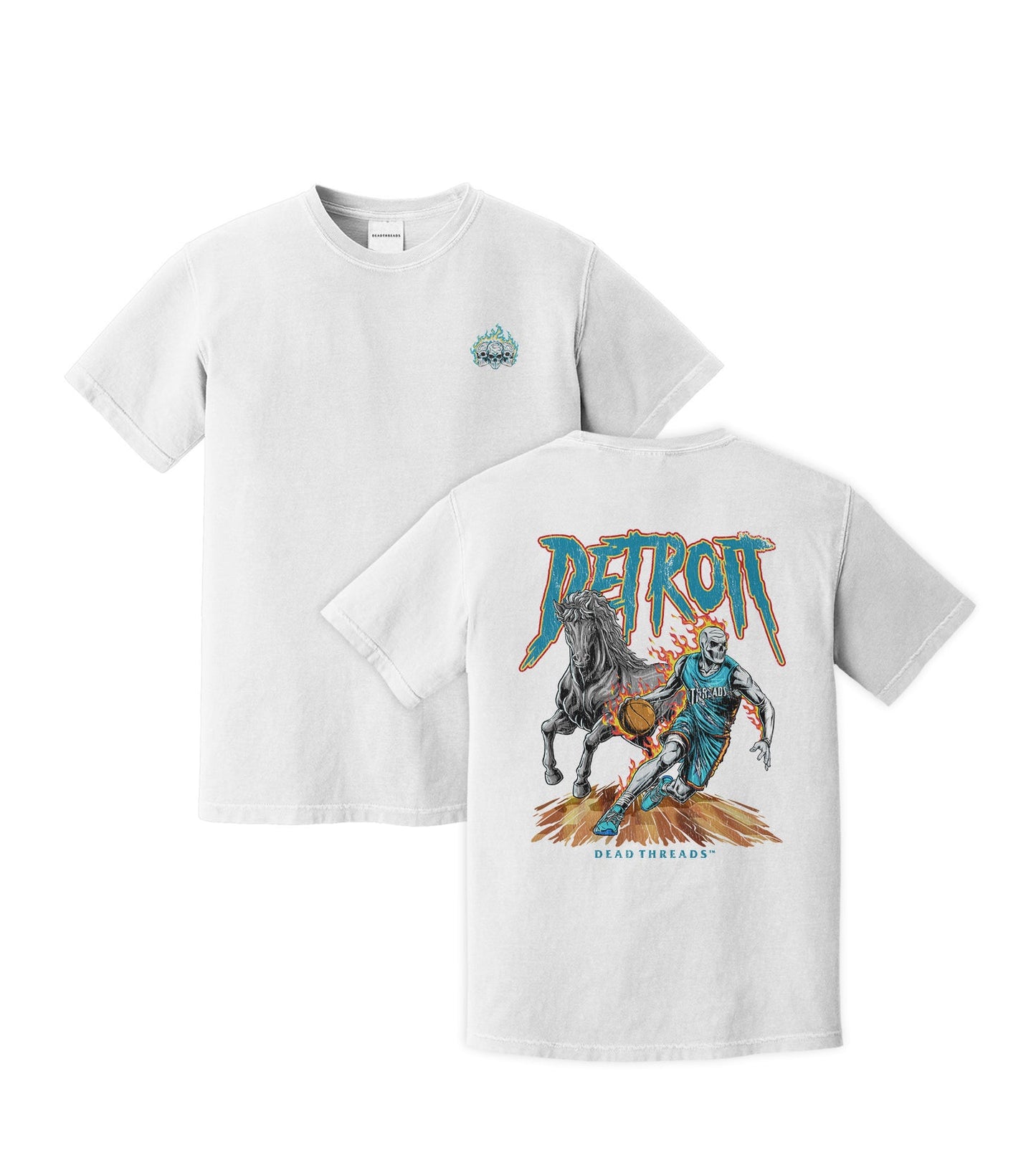 DETROIT BASKETBALL v2 - “3 SKULL” PREMIUM T - SHIRT – T-Shirt – Dead Threads Apparel