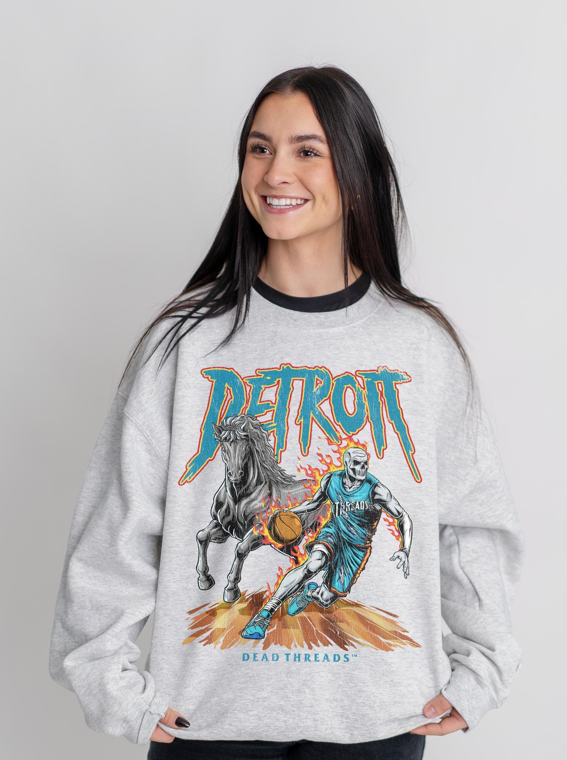 DETROIT BASKETBALL v2 CREWNECK SWEATSHIRT – Sweatshirt – Dead Threads Apparel