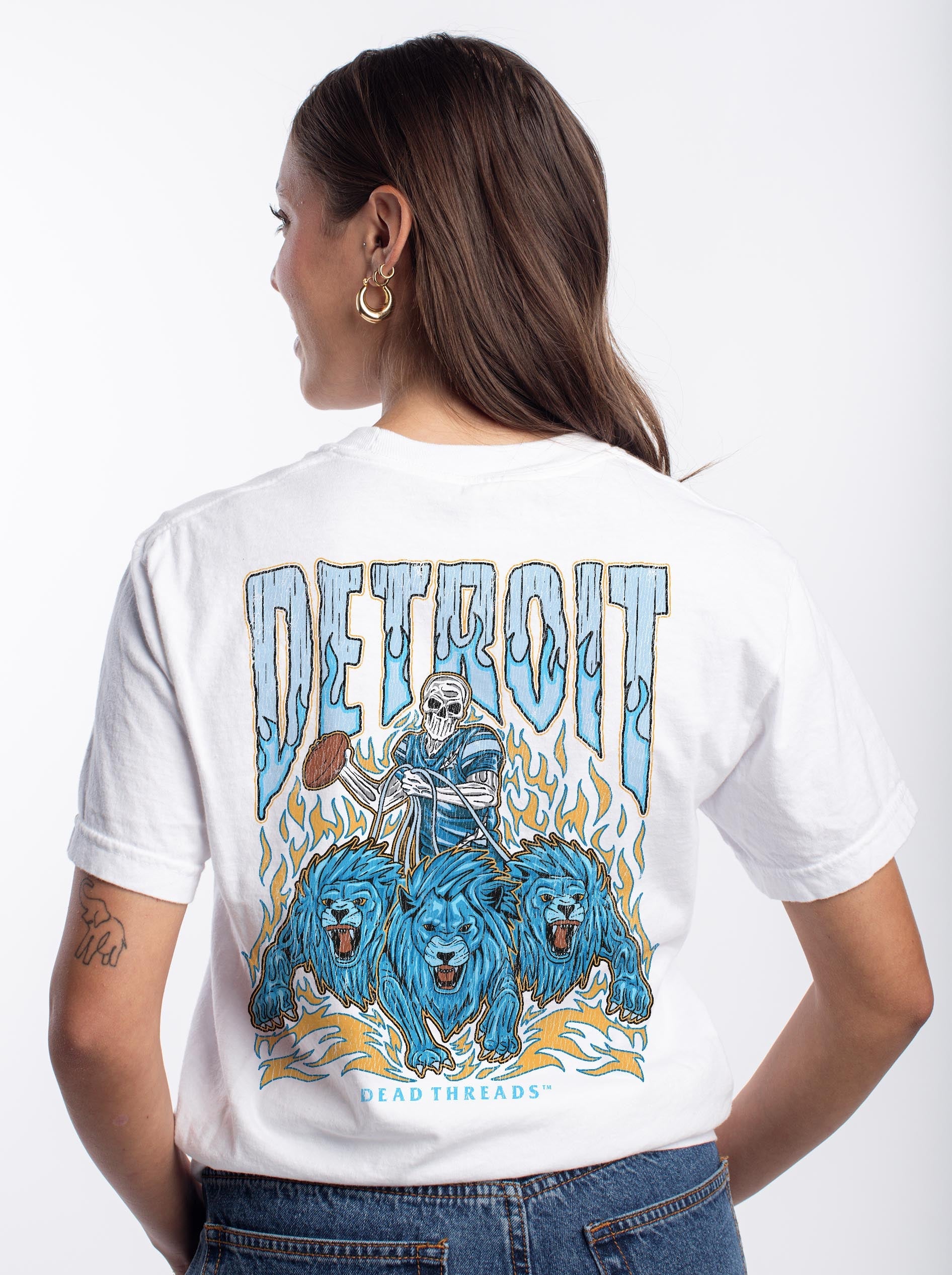 DETROIT FOOTBALL - “3 SKULL” PREMIUM T - SHIRT – T-Shirt – Dead Threads Apparel