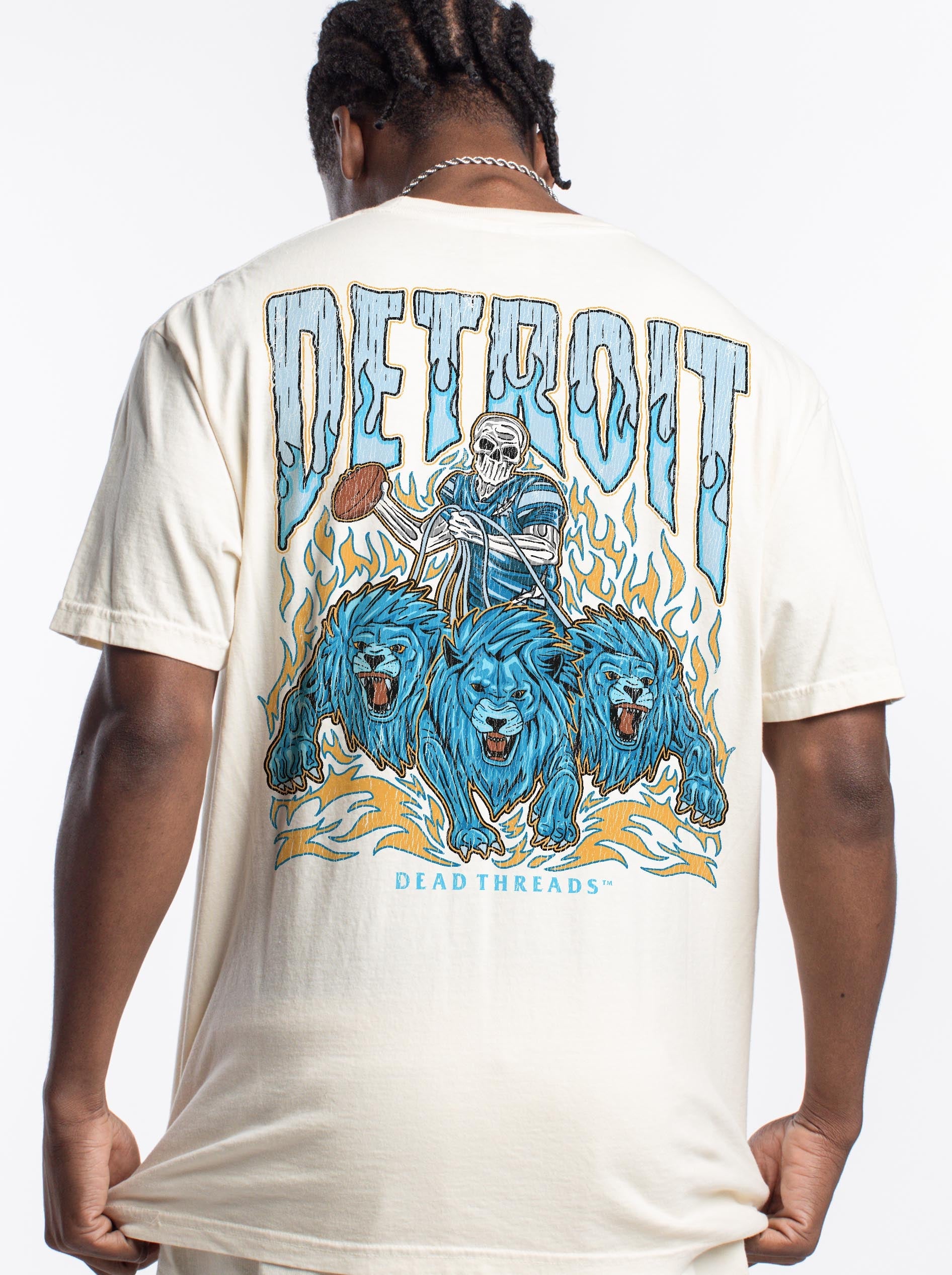 DETROIT FOOTBALL - “3 SKULL” PREMIUM T - SHIRT – T-Shirt – Dead Threads Apparel