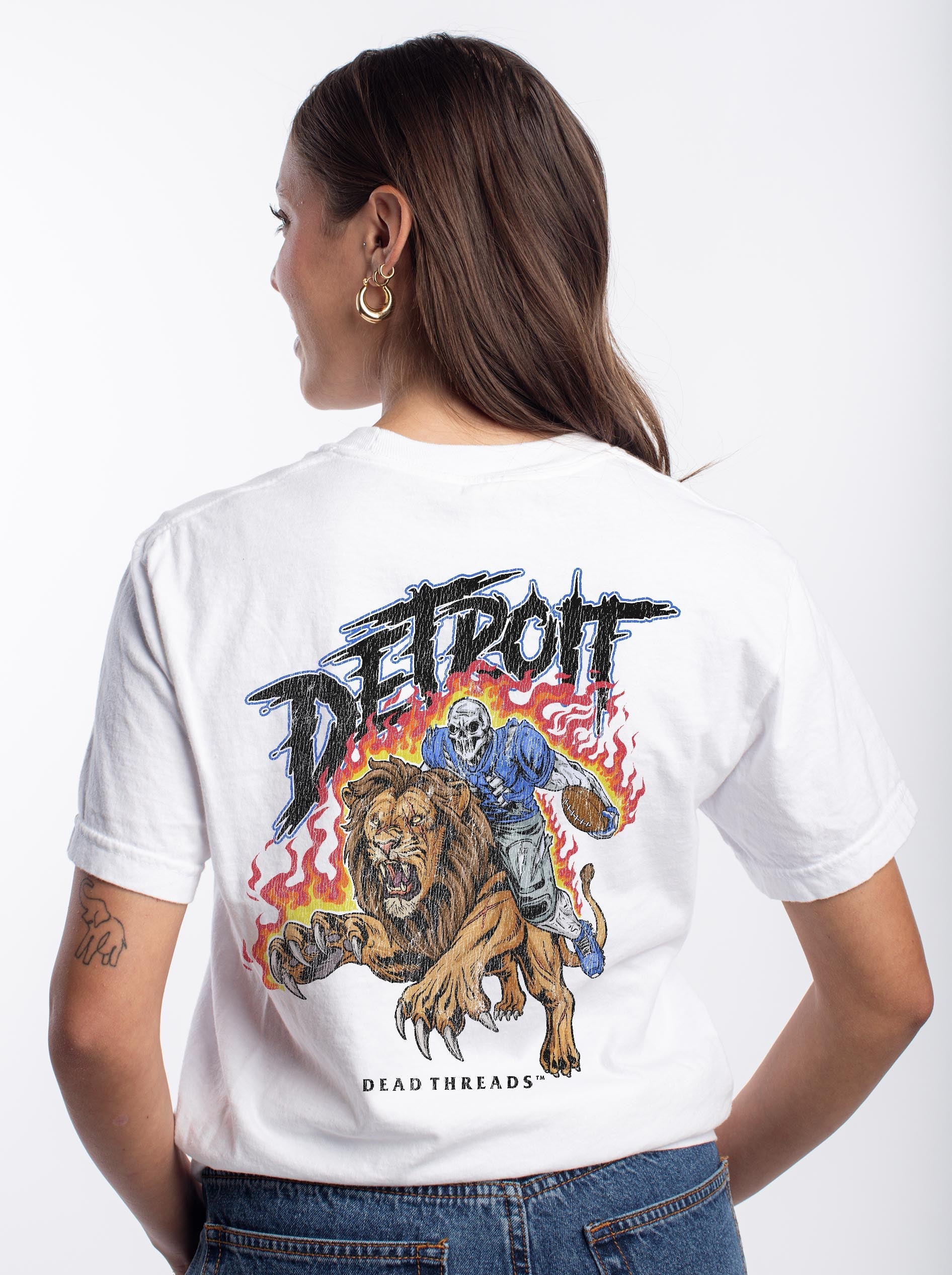 DETROIT FOOTBALL v2 - “3 SKULL" PREMIUM T - SHIRT – T-Shirt – Dead Threads Apparel