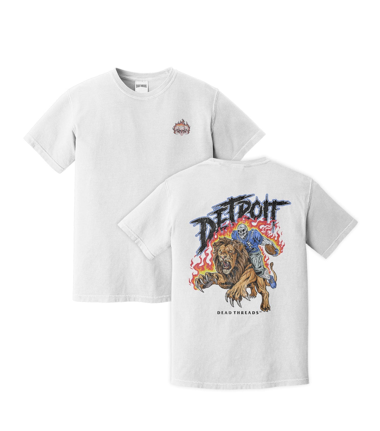 DETROIT FOOTBALL v2 - “3 SKULL" PREMIUM T - SHIRT – T-Shirt – Dead Threads Apparel
