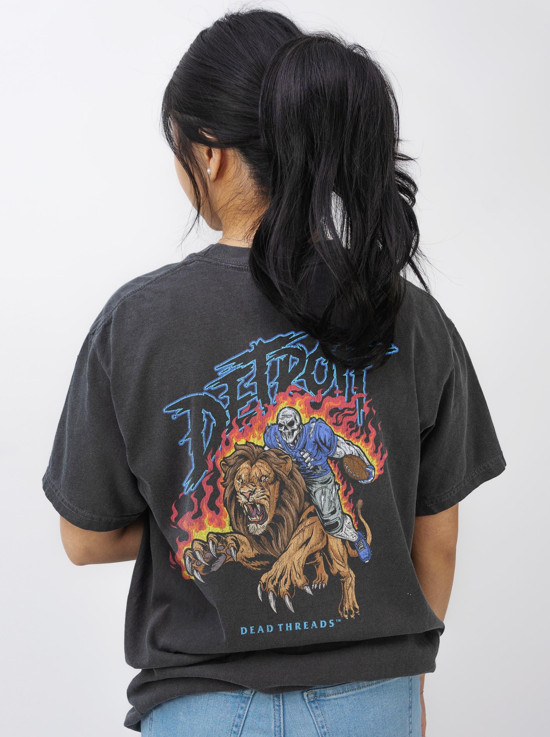 DETROIT FOOTBALL v2 - “3 SKULL" PREMIUM T - SHIRT – T-Shirt – Dead Threads Apparel