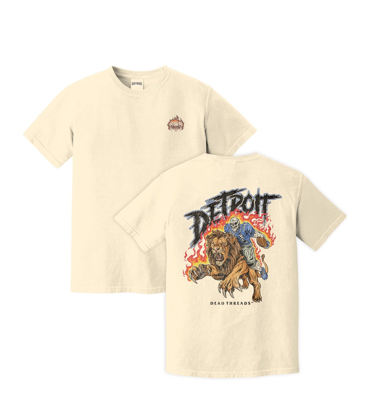 DETROIT FOOTBALL v2 - “3 SKULL" PREMIUM T - SHIRT – T-Shirt – Dead Threads Apparel