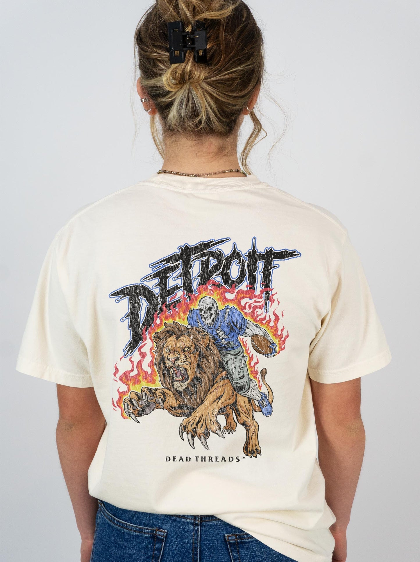 DETROIT FOOTBALL v2 - “3 SKULL" PREMIUM T - SHIRT – T-Shirt – Dead Threads Apparel