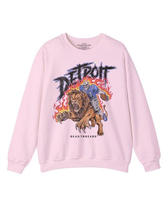 DETROIT FOOTBALL v2 CREWNECK SWEATSHIRT - PINK – Sweatshirt – Dead Threads Apparel