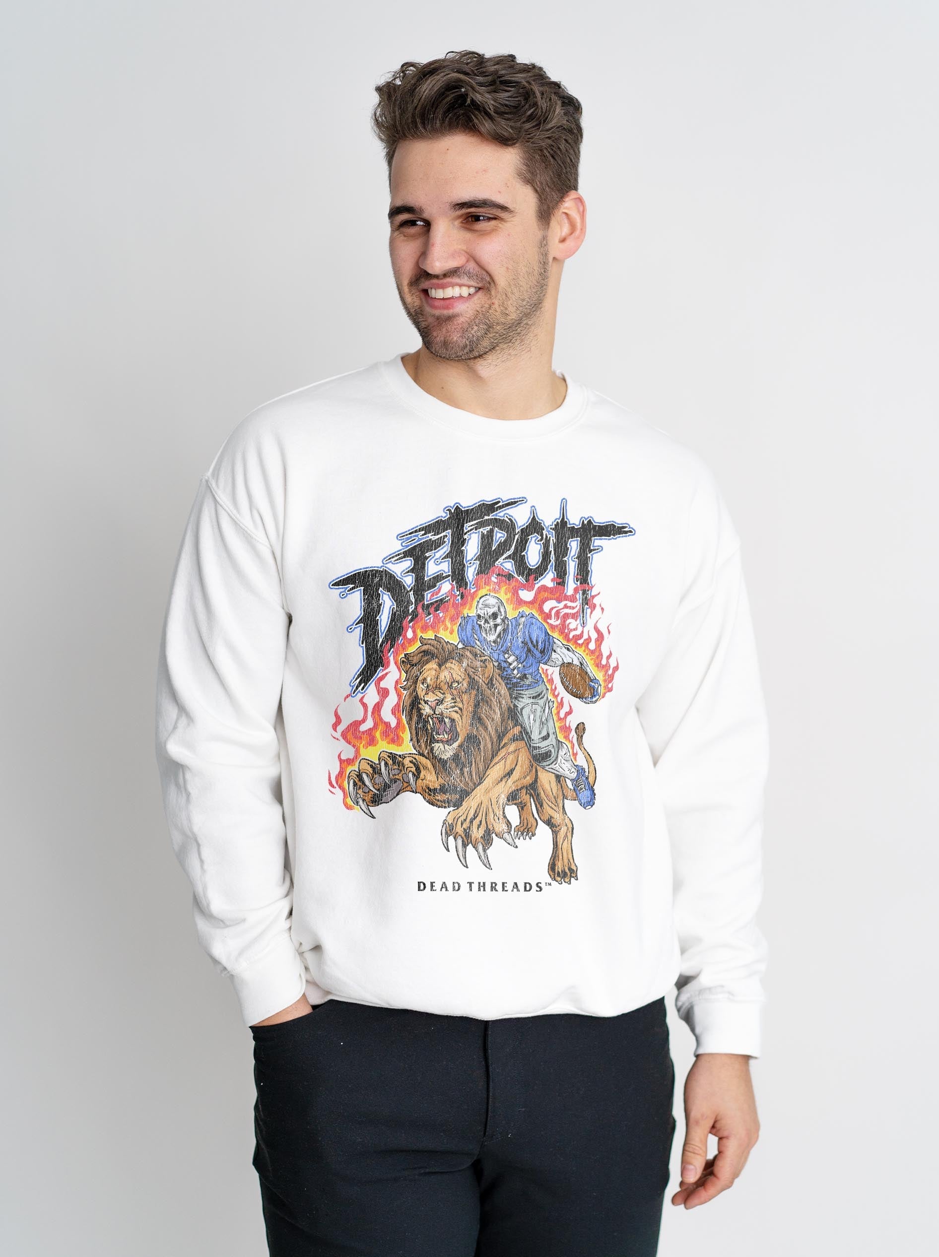 DETROIT FOOTBALL v2 CREWNECK SWEATSHIRT – Sweatshirt – Dead Threads Apparel