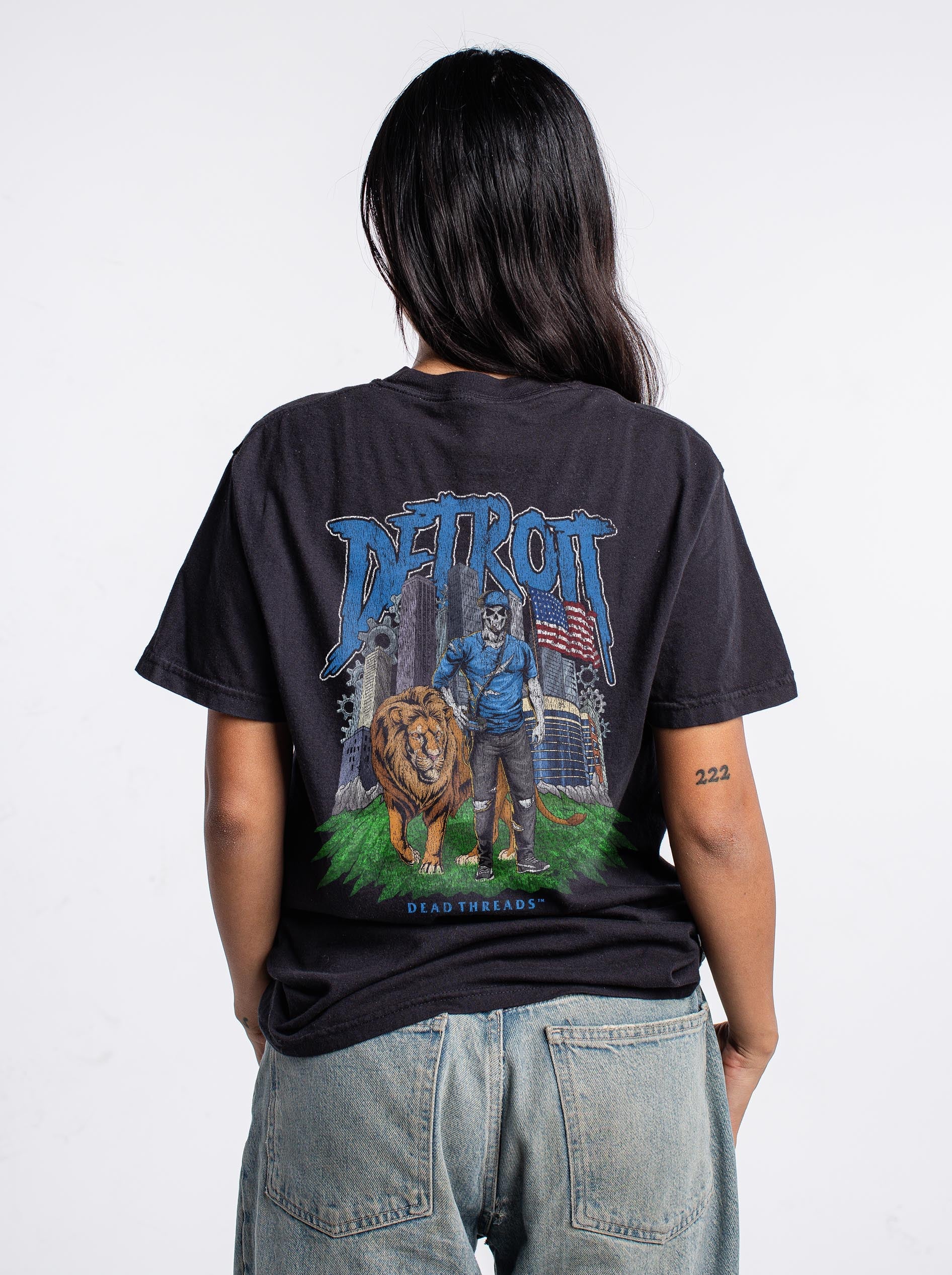 DETROIT FOOTBALL v3 - “3 SKULL” PREMIUM T - SHIRT – T-Shirt – Dead Threads Apparel