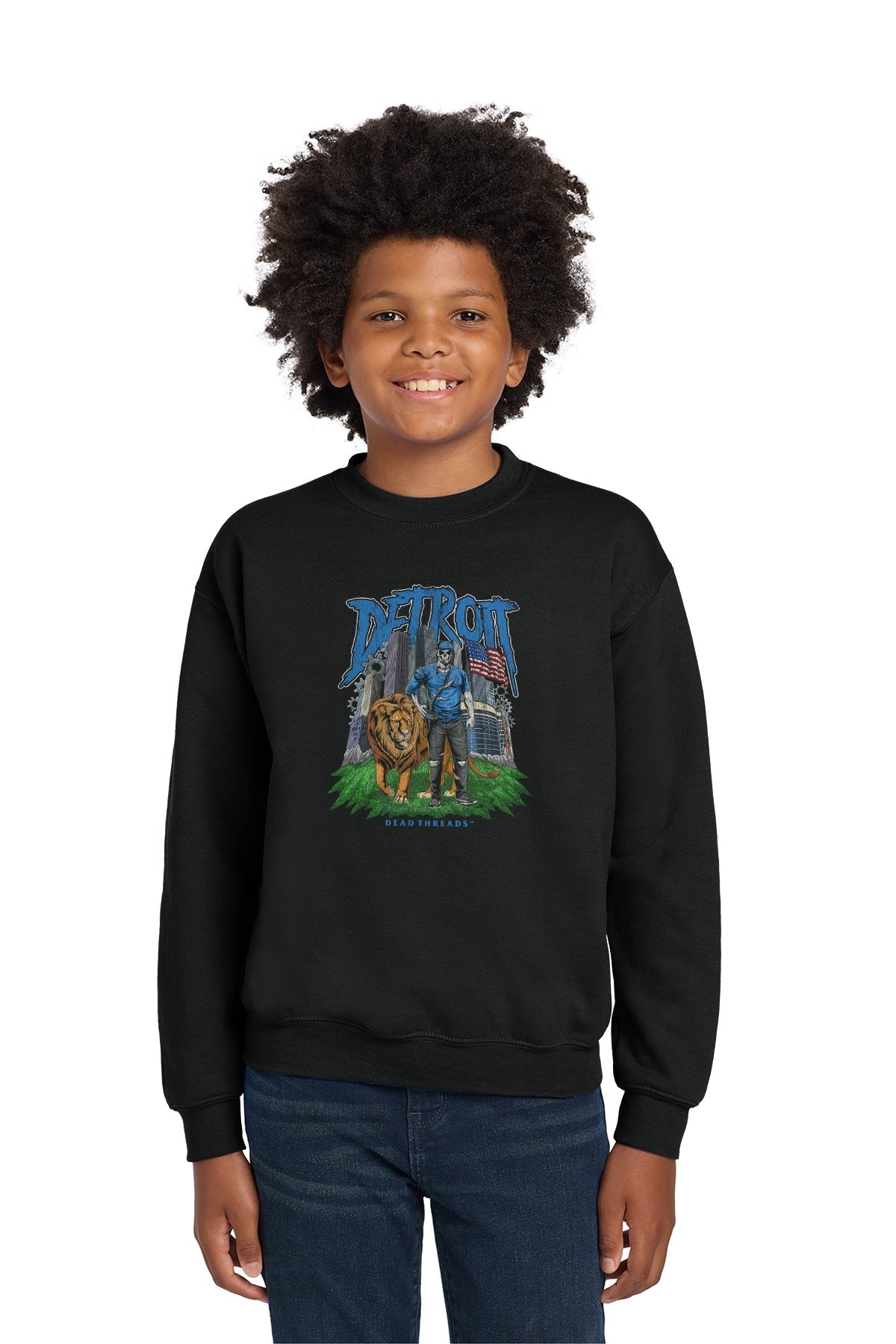 DETROIT FOOTBALL v3 KIDS CREWNECK SWEATSHIRT – Kids clothes – Dead Threads Apparel
