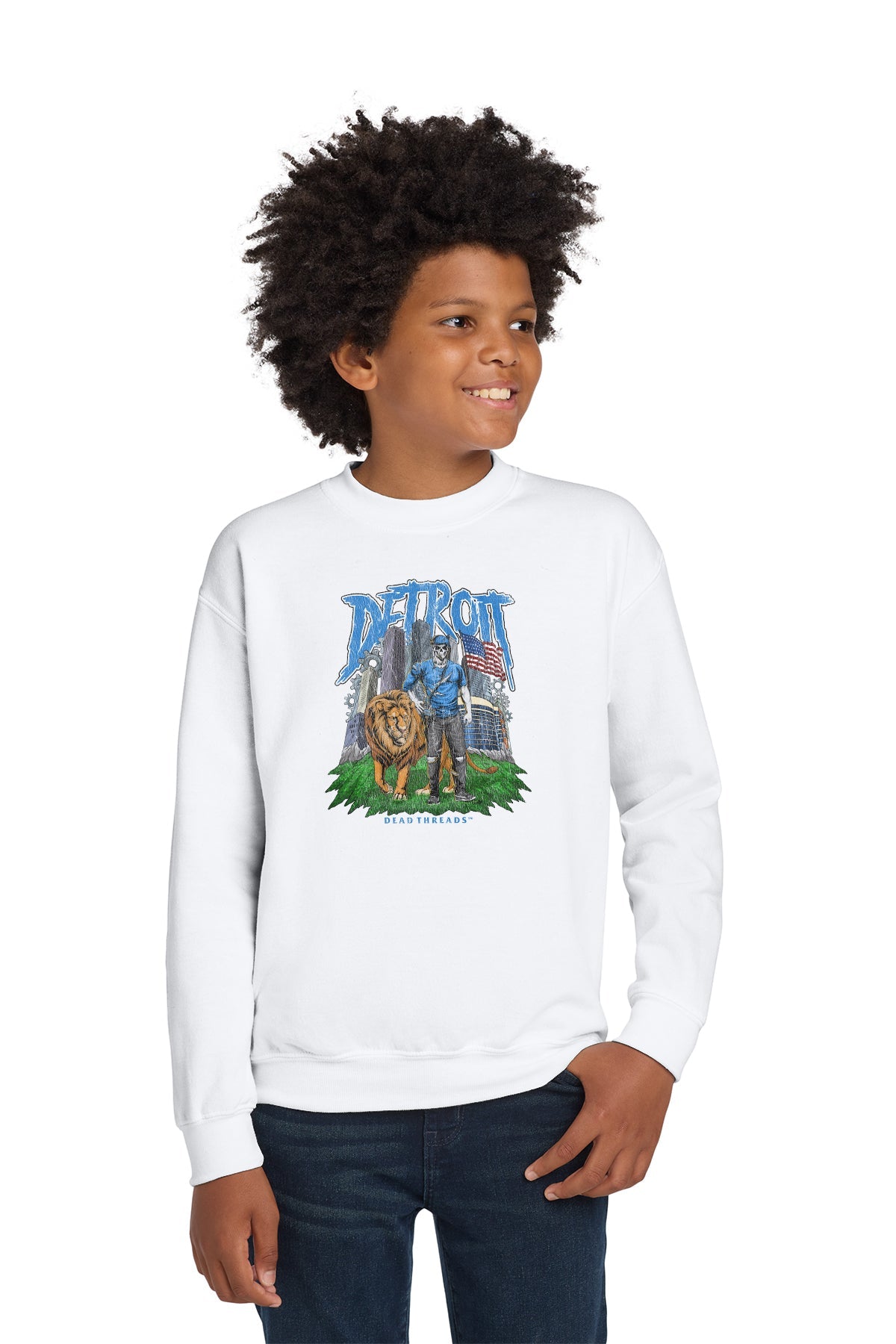 DETROIT FOOTBALL v3 KIDS CREWNECK SWEATSHIRT – Kids clothes – Dead Threads Apparel