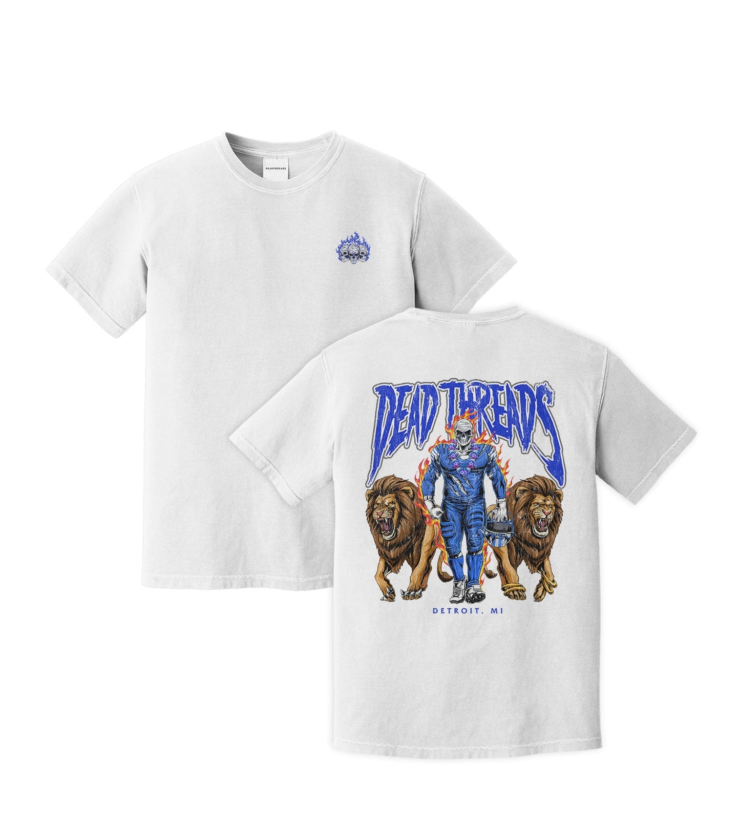 DETROIT FOOTBALL v4 - “3 SKULL” PREMIUM T - SHIRT – T-Shirt – Dead Threads Apparel