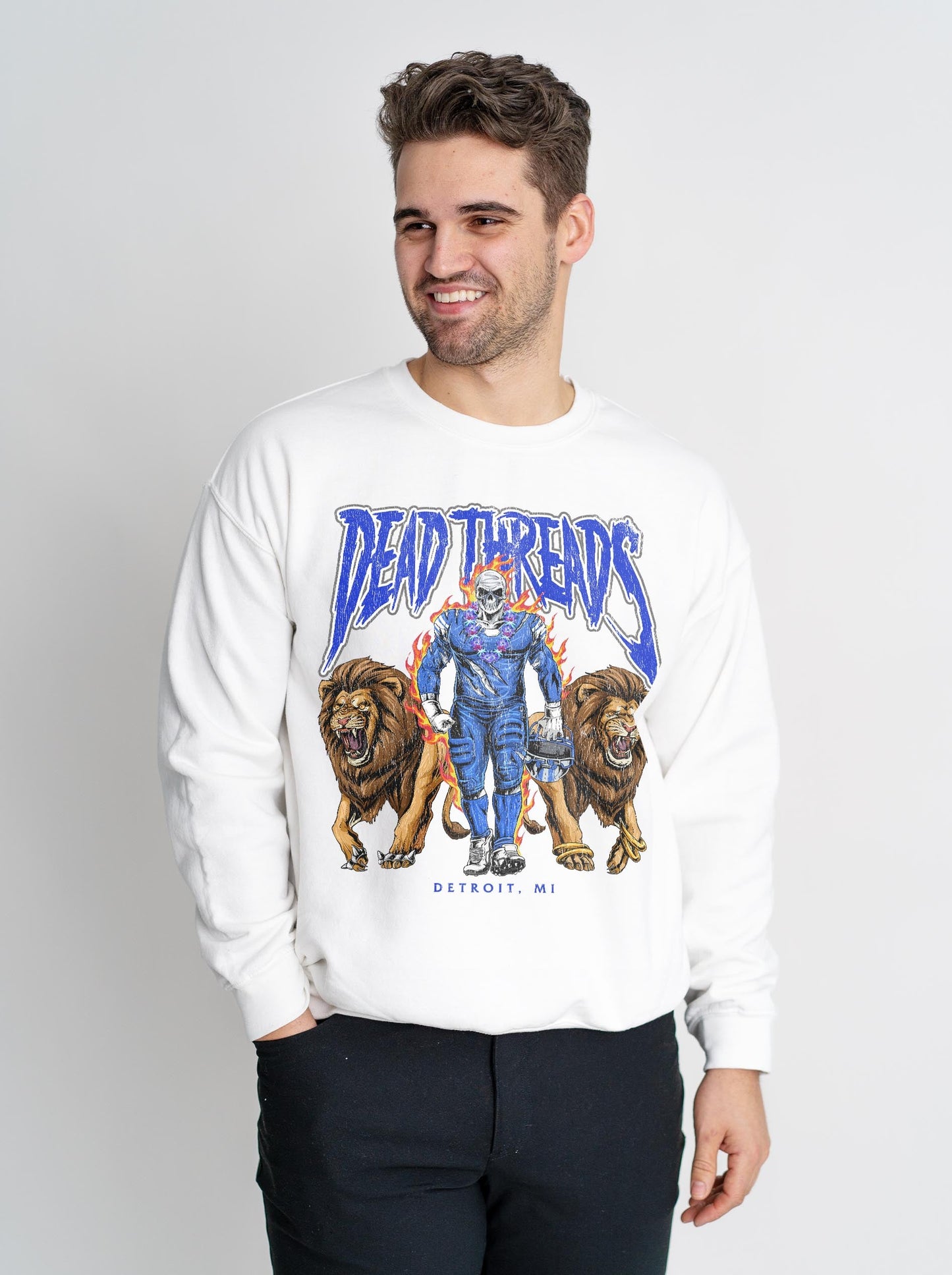DETROIT FOOTBALL v4 - CREWNECK SWEATSHIRT – Sweatshirt – Dead Threads Apparel