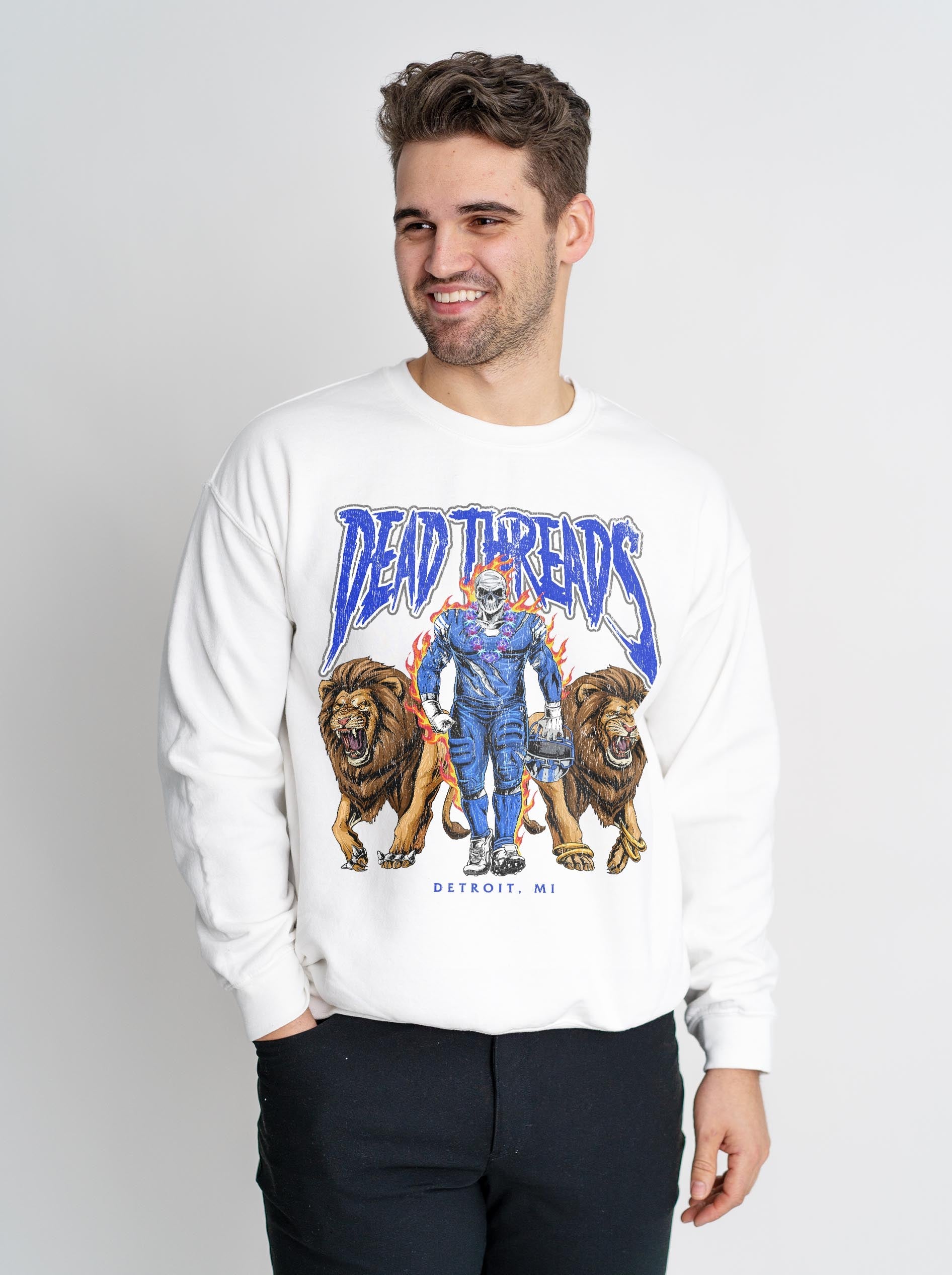 DETROIT FOOTBALL v4 - CREWNECK SWEATSHIRT – Sweatshirt – Dead Threads Apparel