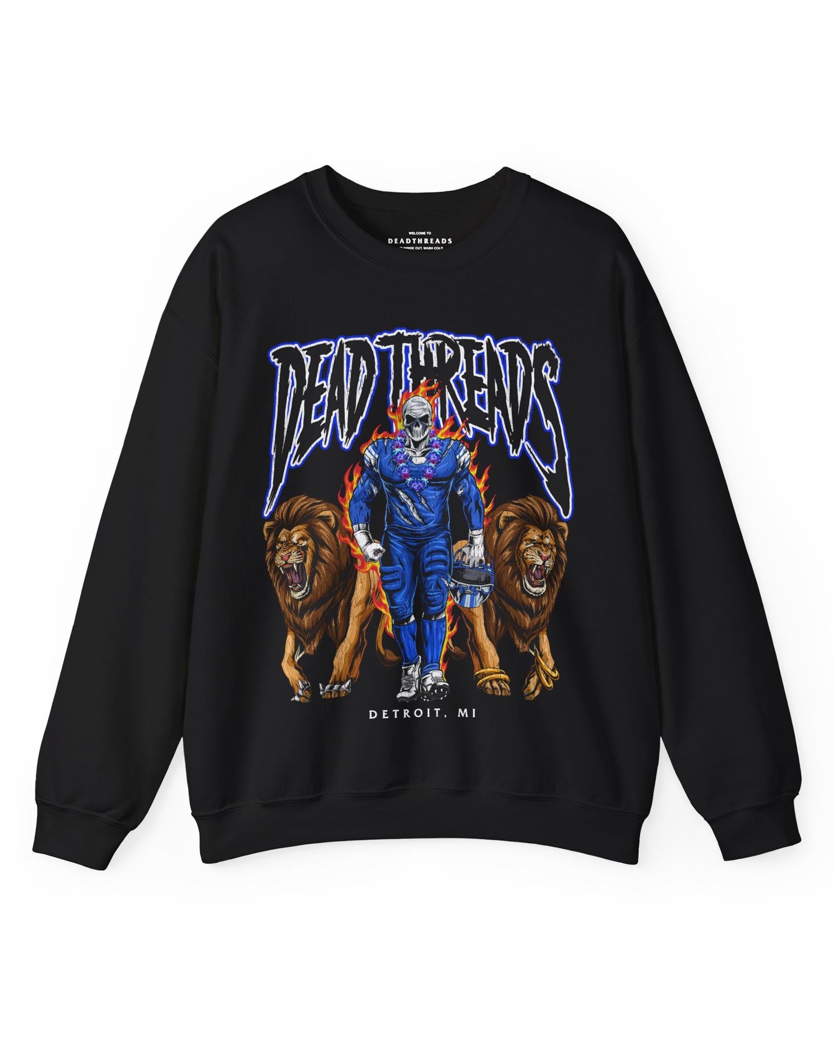 DETROIT FOOTBALL v4 - CREWNECK SWEATSHIRT – Sweatshirt – Dead Threads Apparel