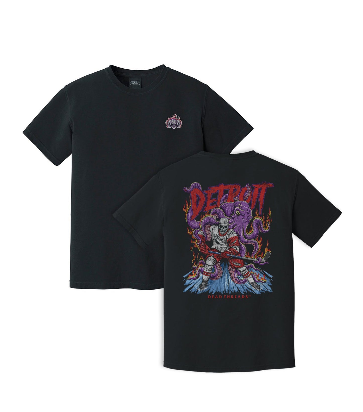 DETROIT HOCKEY - “3 SKULL” PREMIUM T - SHIRT – T-Shirt – Dead Threads Apparel