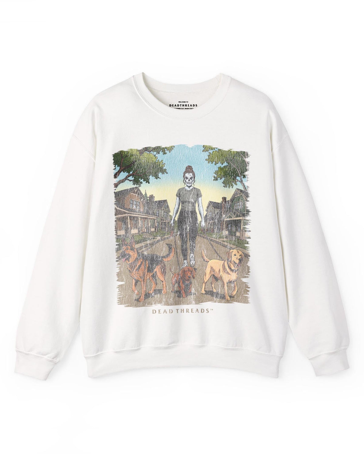 DOG WALKER (FEMALE) - CREWNECK SWEATSHIRT – Sweatshirt – Dead Threads Apparel