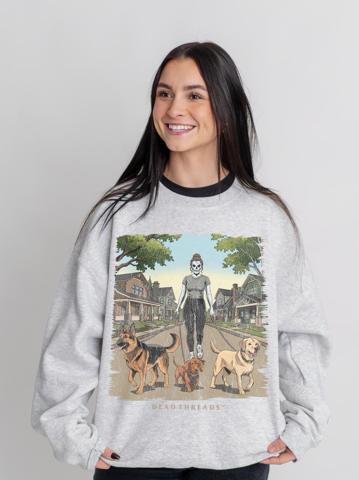 DOG WALKER (FEMALE) - CREWNECK SWEATSHIRT – Sweatshirt – Dead Threads Apparel