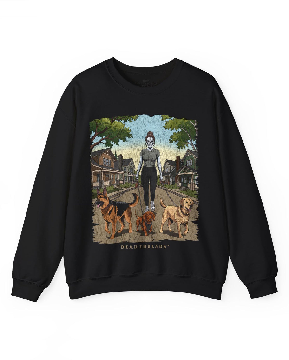 DOG WALKER (FEMALE) - CREWNECK SWEATSHIRT – Sweatshirt – Dead Threads Apparel