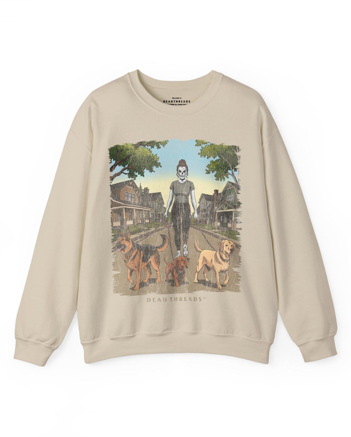 DOG WALKER (FEMALE) - CREWNECK SWEATSHIRT – Sweatshirt – Dead Threads Apparel